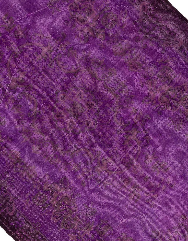 Modern 6.2x10 Ft Vintage Handmade Turkish Wool Area Rug Over-dyed in Purple