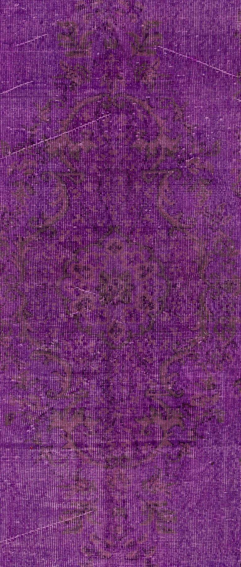 Hand-Woven 6.2x10 Ft Vintage Handmade Turkish Wool Area Rug Over-dyed in Purple