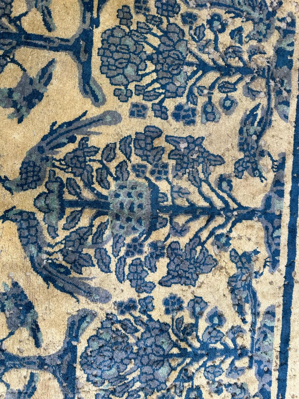 Vintage distressed Chinese art deco rug 9