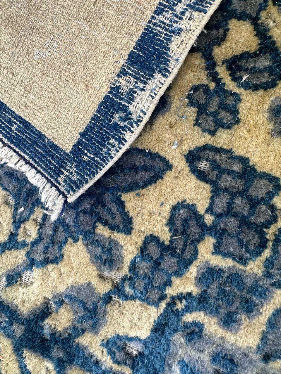 Vintage distressed Chinese art deco rug 12