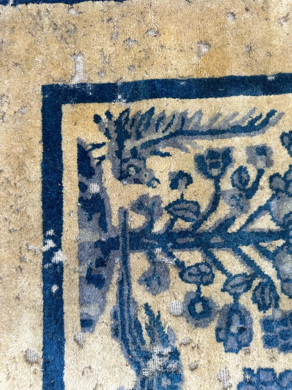 Vintage distressed Chinese art deco rug 2
