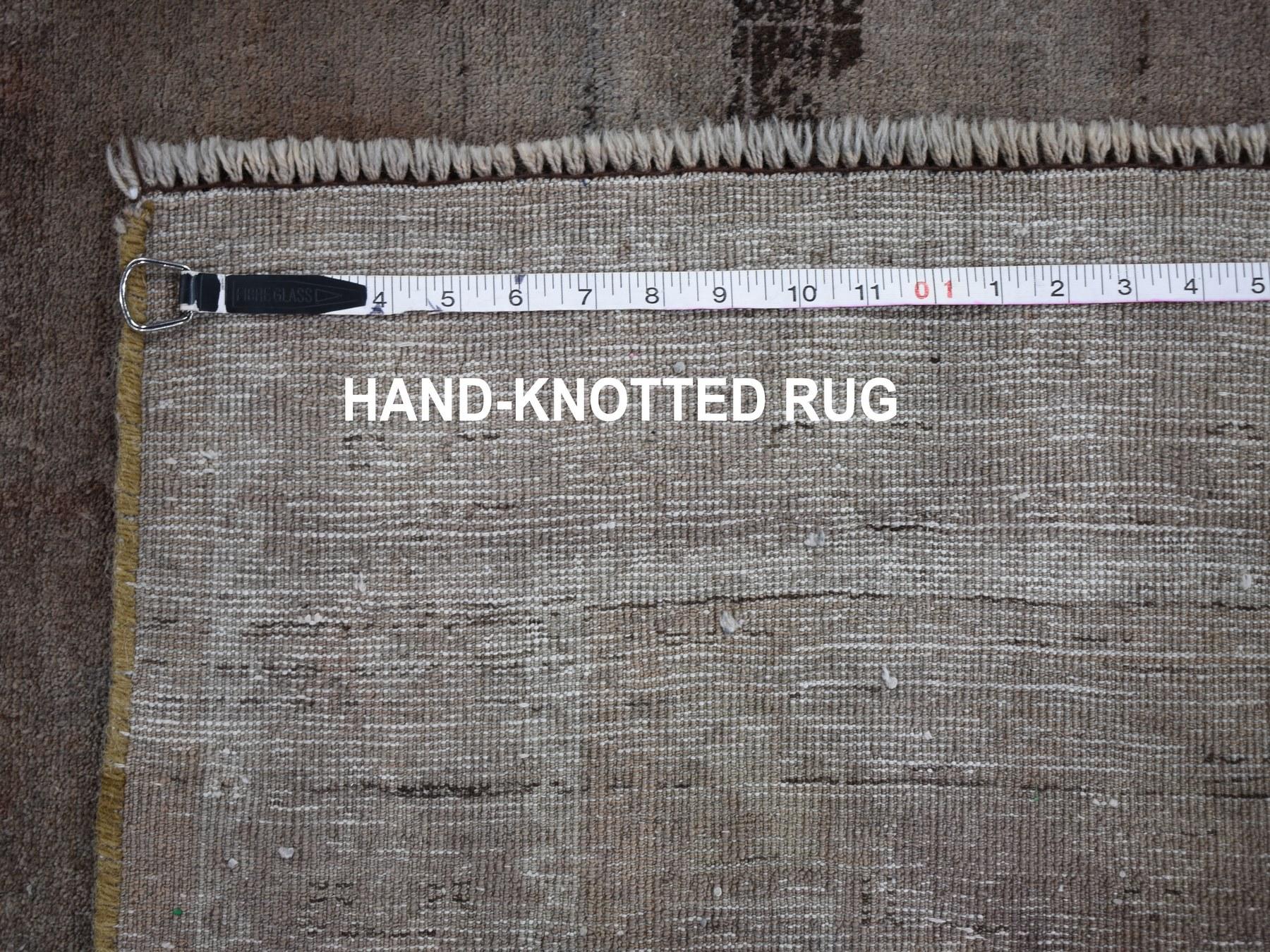 Mid-20th Century Vintage Distressed Abrash Turkoman Runner Hand Knotted Oriental Rug, 3'8
