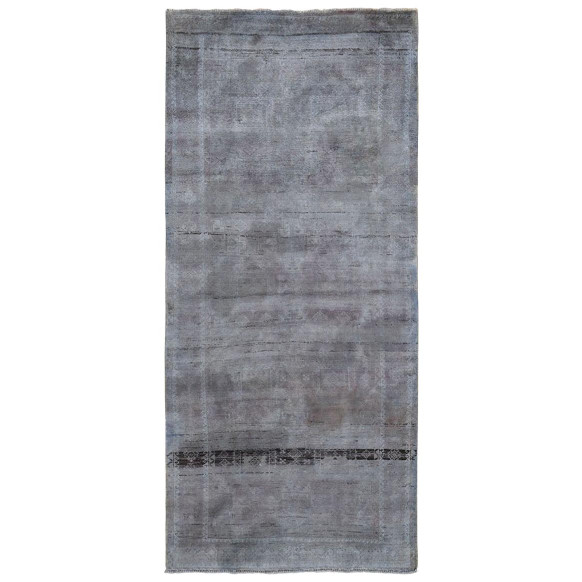 Vintage Distressed Abrash Turkoman Runner Hand Knotted Oriental Rug, 3'8" x 8'3"