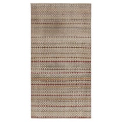 Vintage Distressed Deco Rug in Beige-Brown Pink Geometric Pattern by Rug & Kilim