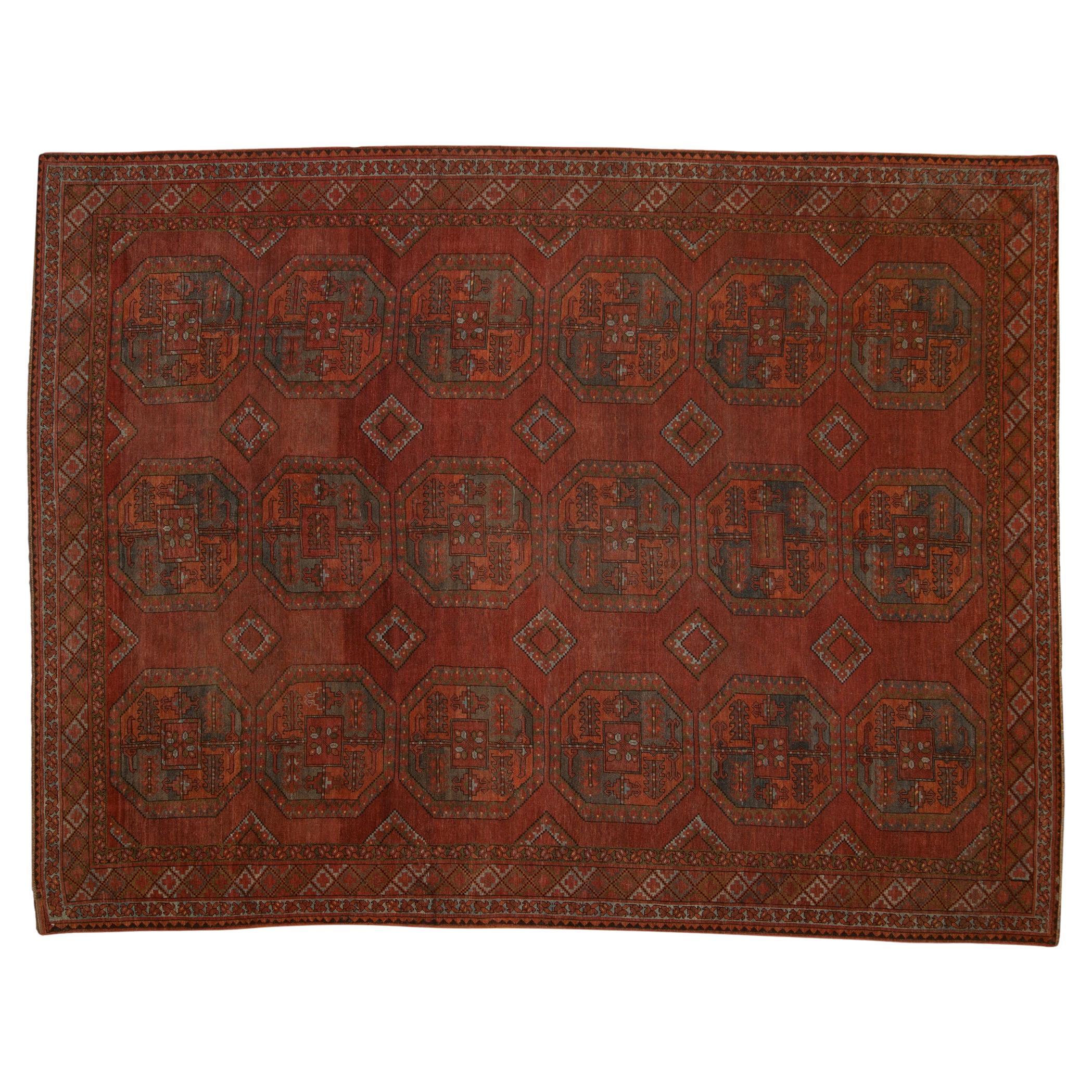 Vintage Distressed Ersari Carpet