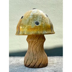 Vintage Distressed Garden Mushroom Statue