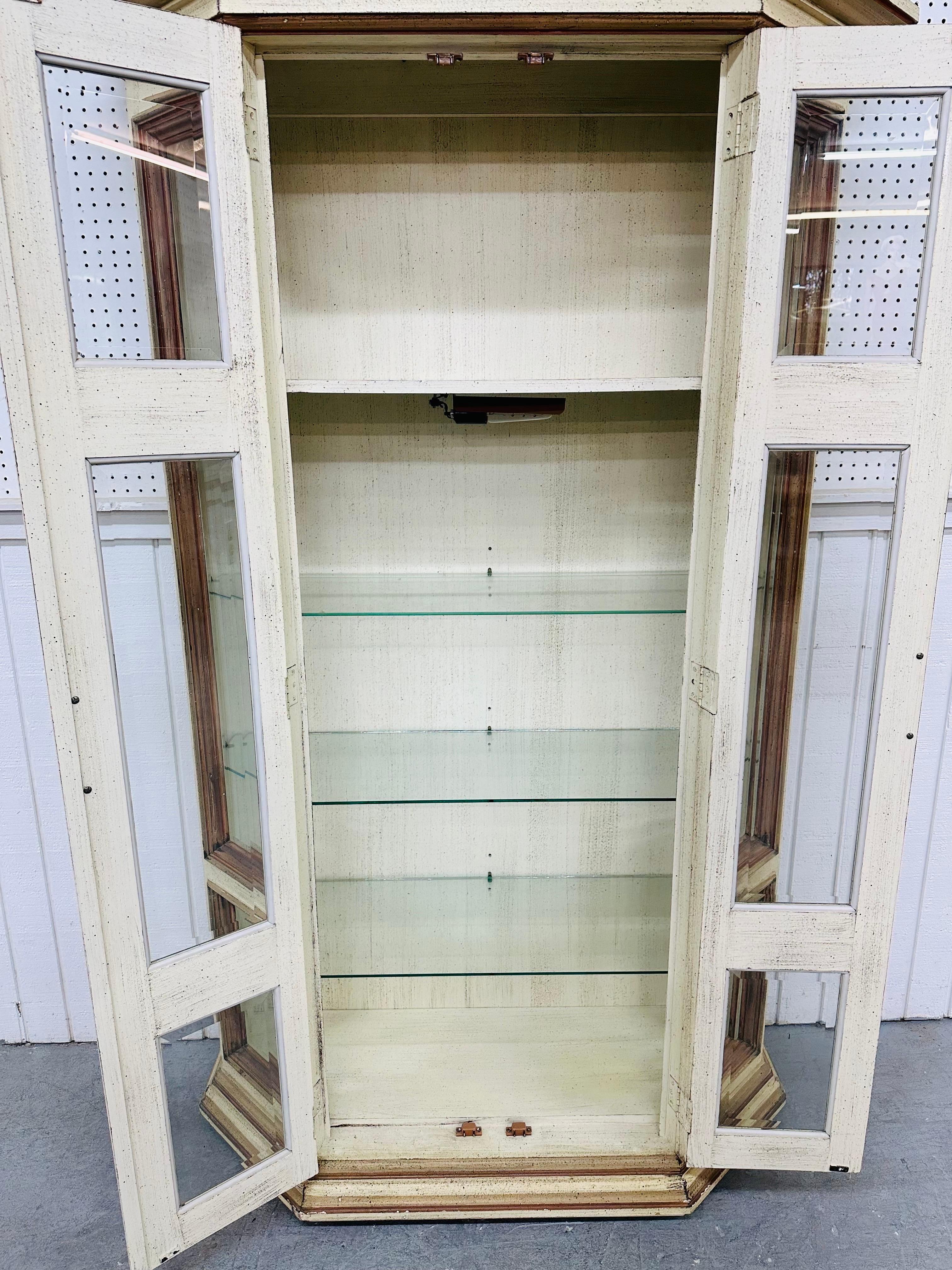 American Vintage Distressed Glass Display Cabinet For Sale