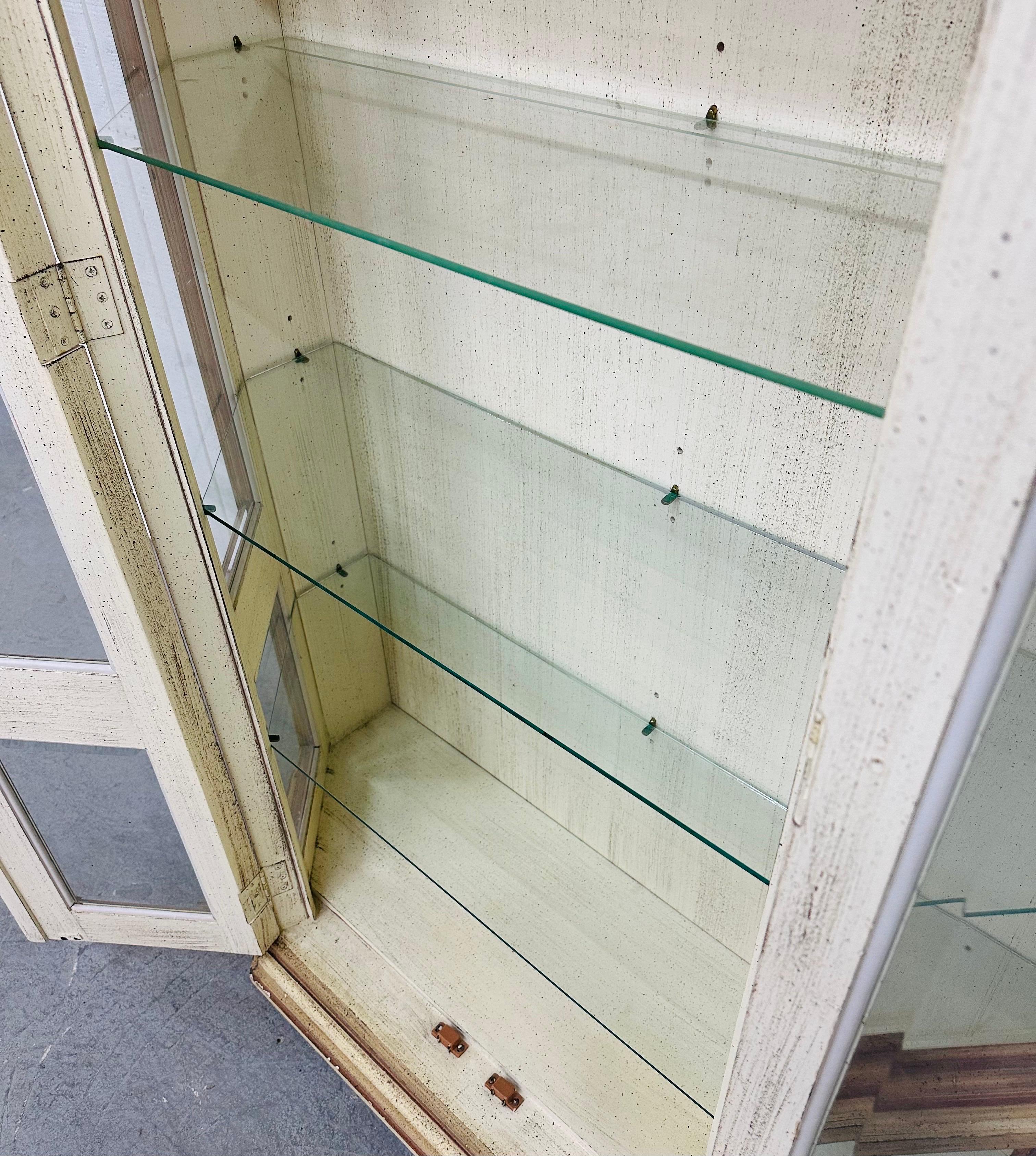 Vintage Distressed Glass Display Cabinet In Good Condition For Sale In Clarksboro, NJ
