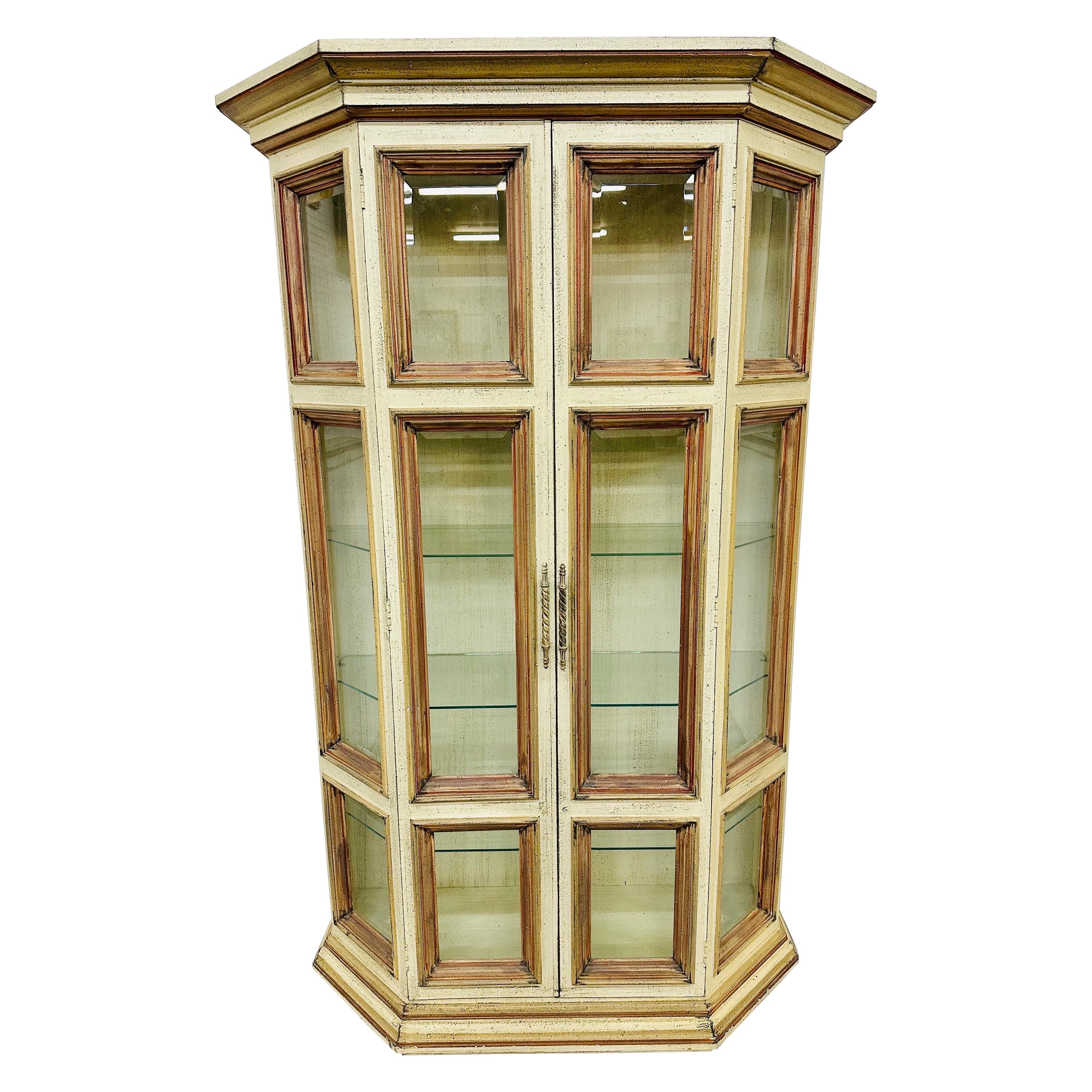 Vintage Distressed Glass Display Cabinet