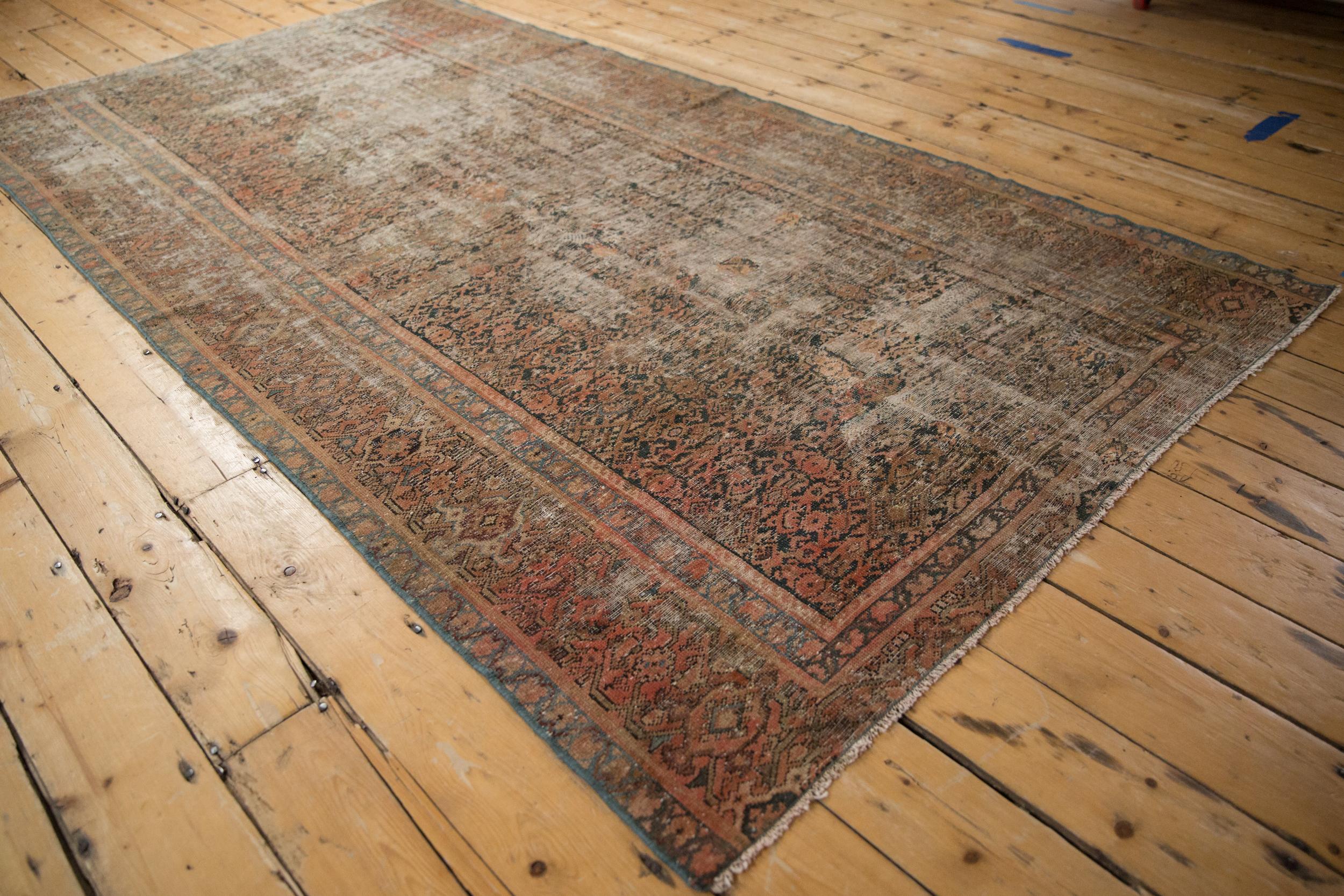 Hand-Knotted Vintage Distressed Hamadan Carpet For Sale
