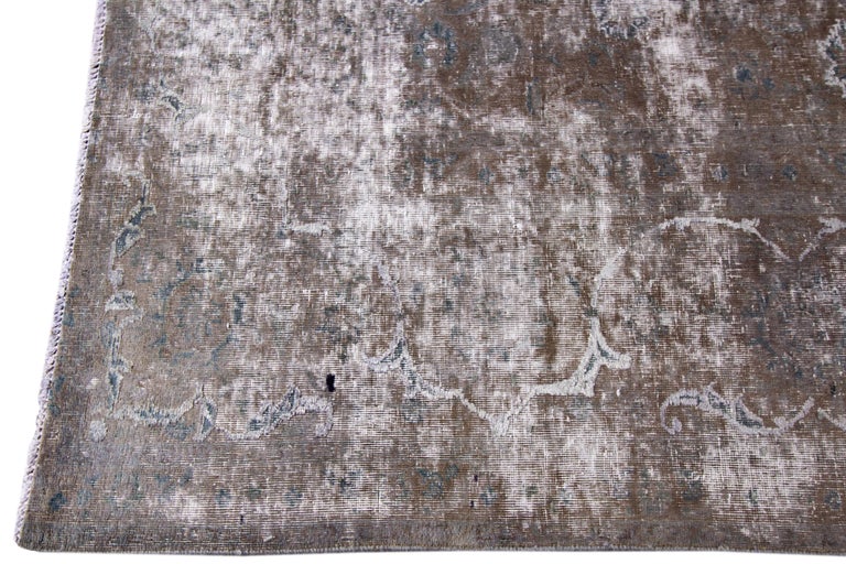Vintage Distressed Hand Knotted Wool Rug For Sale at 1stDibs