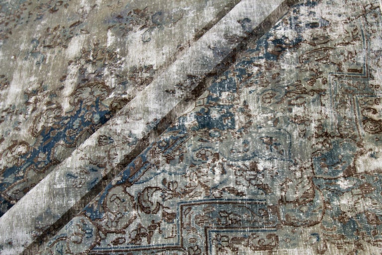 Vintage Distressed Hand-Knotted Wool Rug For Sale at 1stDibs