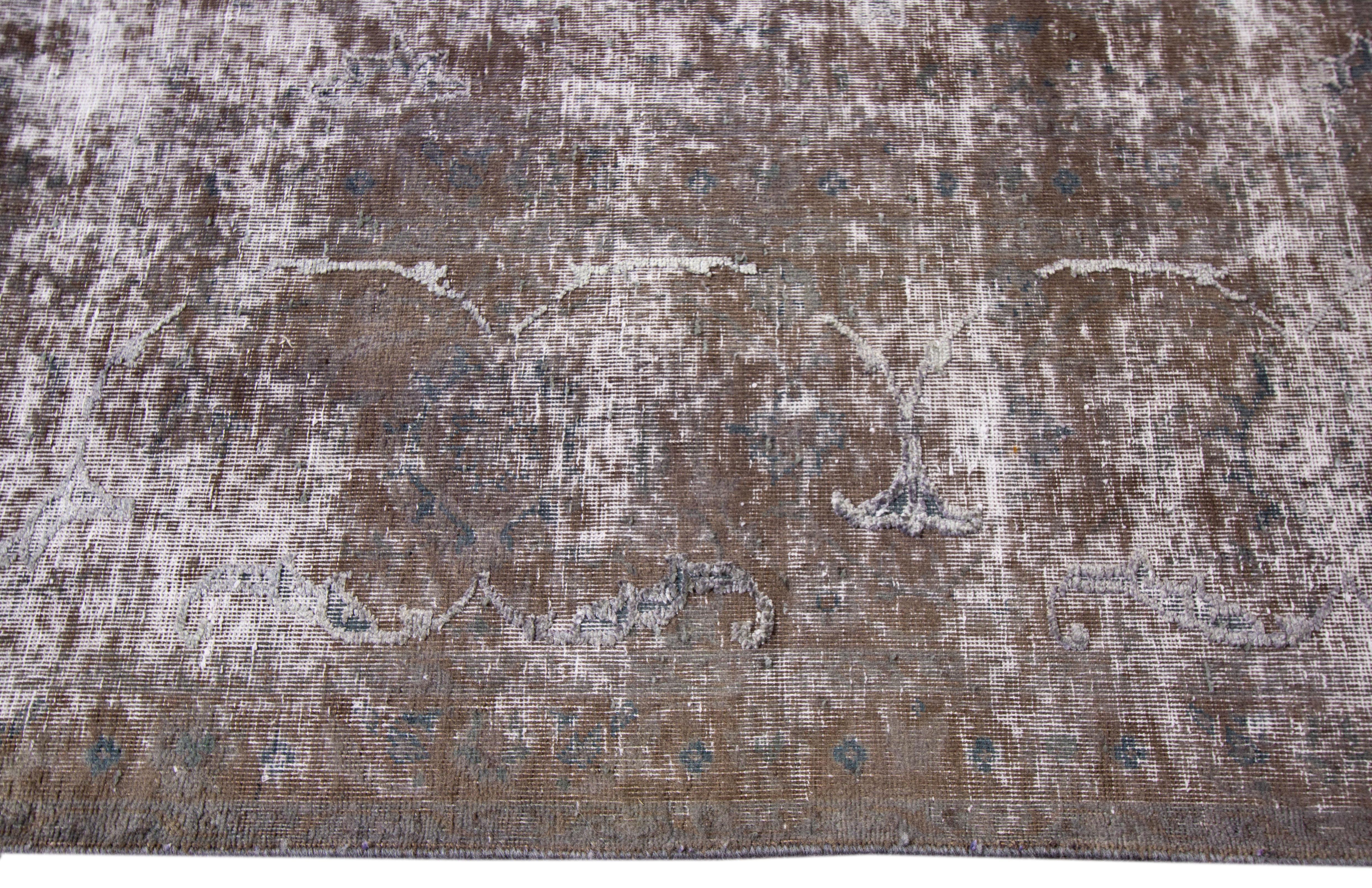 Hand-Knotted Vintage Distressed Hand Knotted Wool Rug For Sale