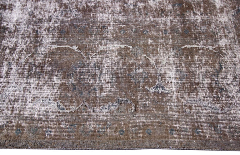 Vintage Distressed Hand Knotted Wool Rug For Sale at 1stDibs