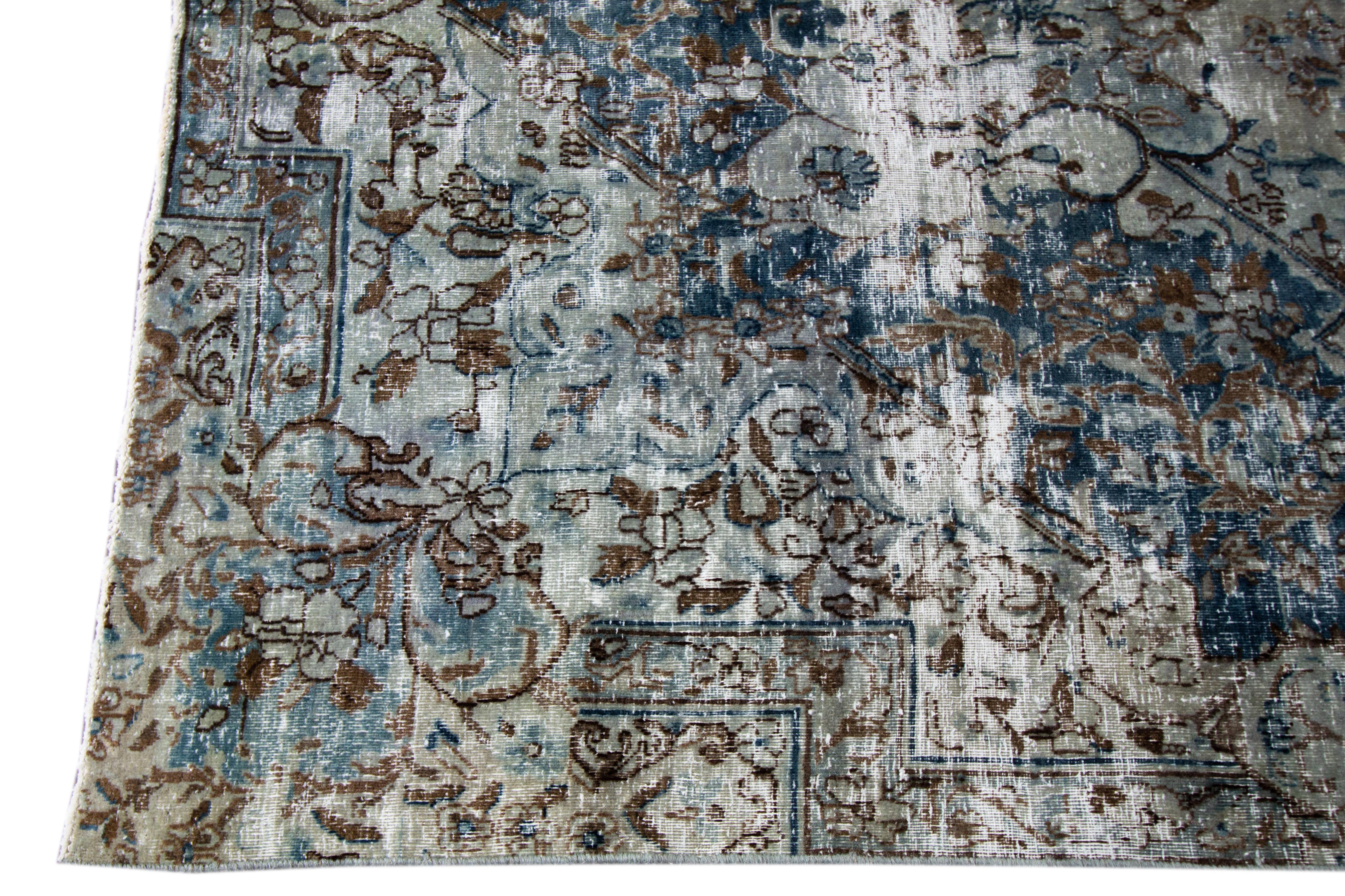 Vintage Distressed Hand-Knotted Wool Rug In Good Condition For Sale In Norwalk, CT