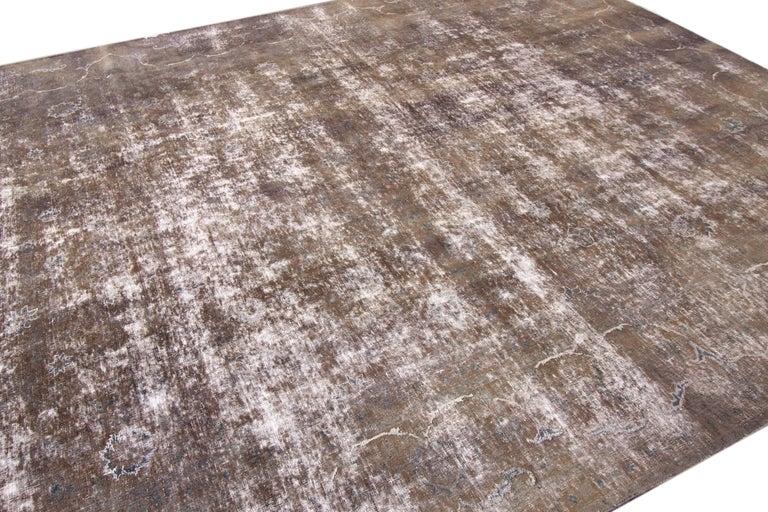 Vintage Distressed Hand Knotted Wool Rug For Sale at 1stDibs
