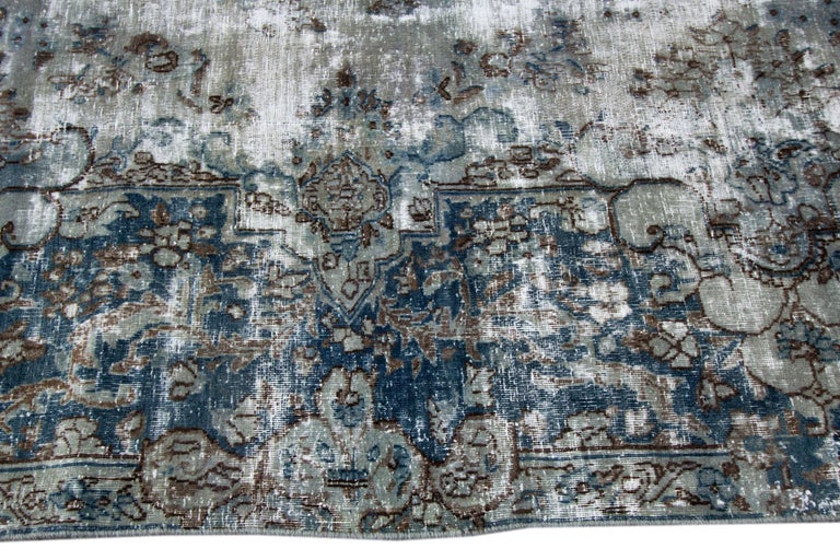 Vintage Distressed Hand-Knotted Wool Rug For Sale at 1stDibs