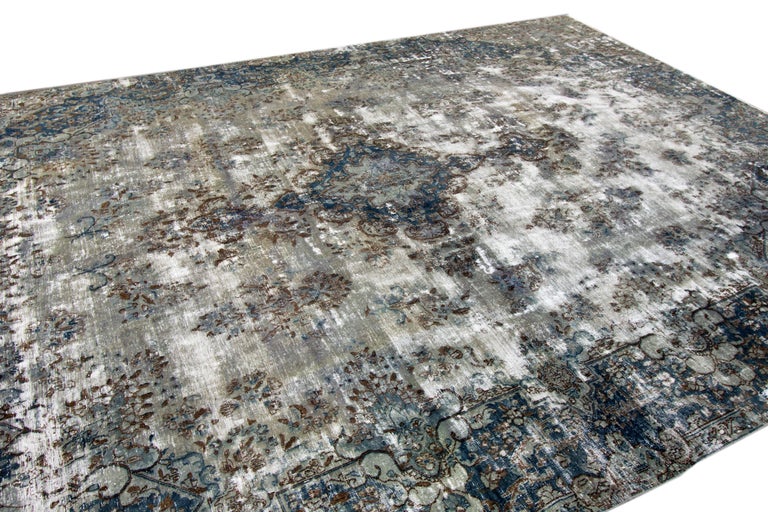 Vintage Distressed Hand-Knotted Wool Rug For Sale at 1stDibs
