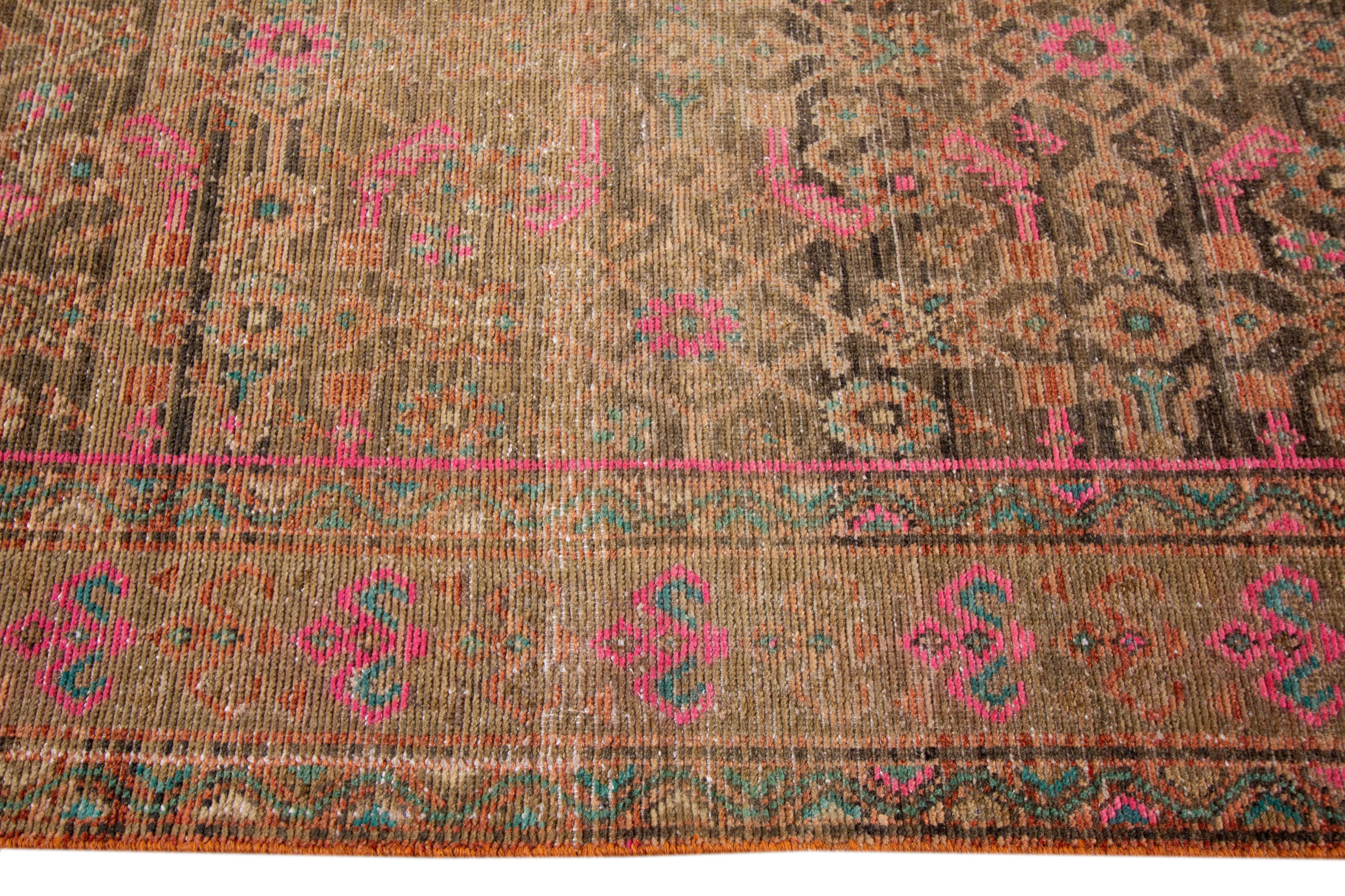 Persian Vintage Distressed Hand Knotted Wool Runner Rug For Sale