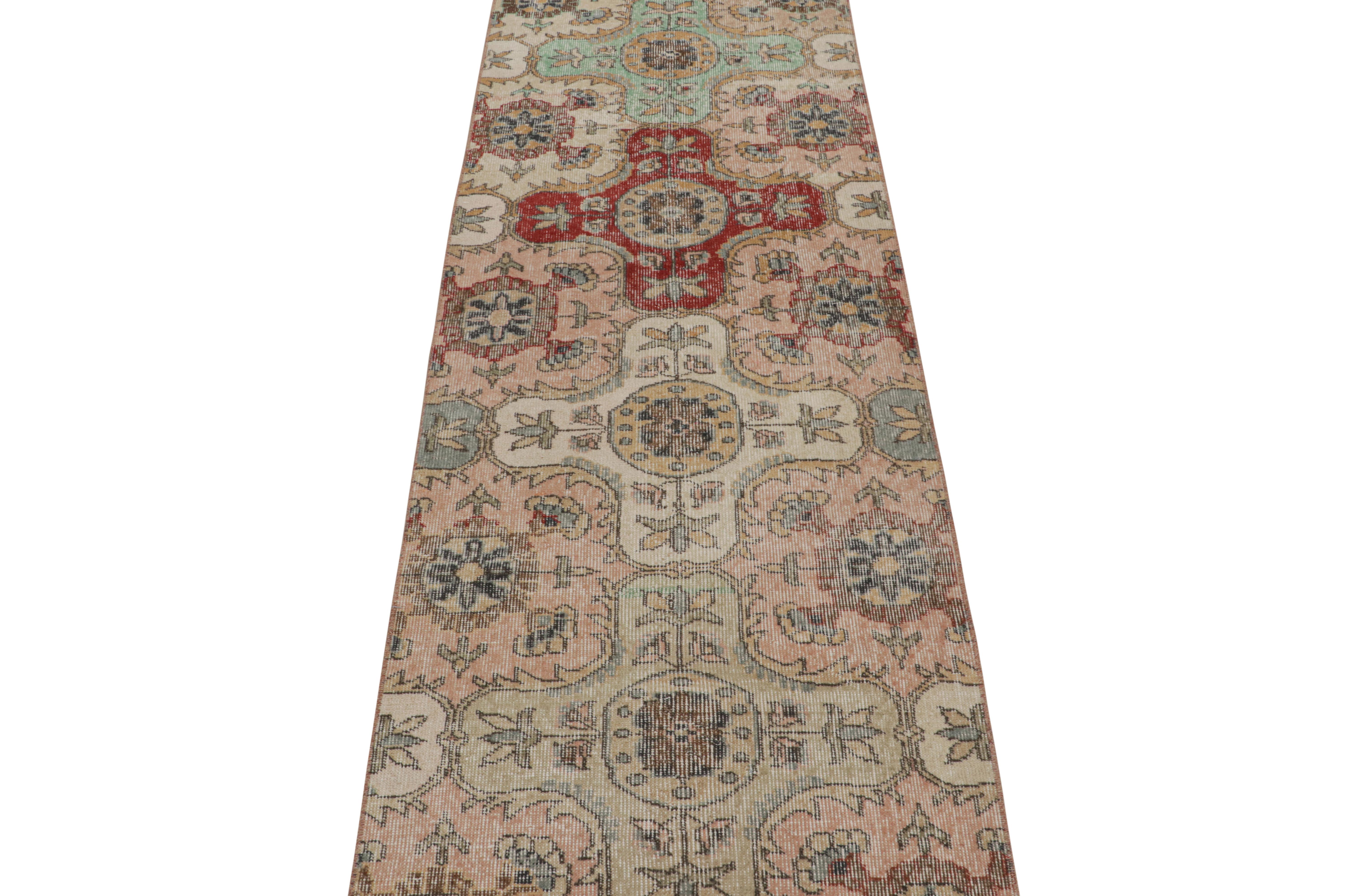 Turkish Vintage Distressed Isparta Runner Rug with Floral Medallions, from Rug & Kilim For Sale