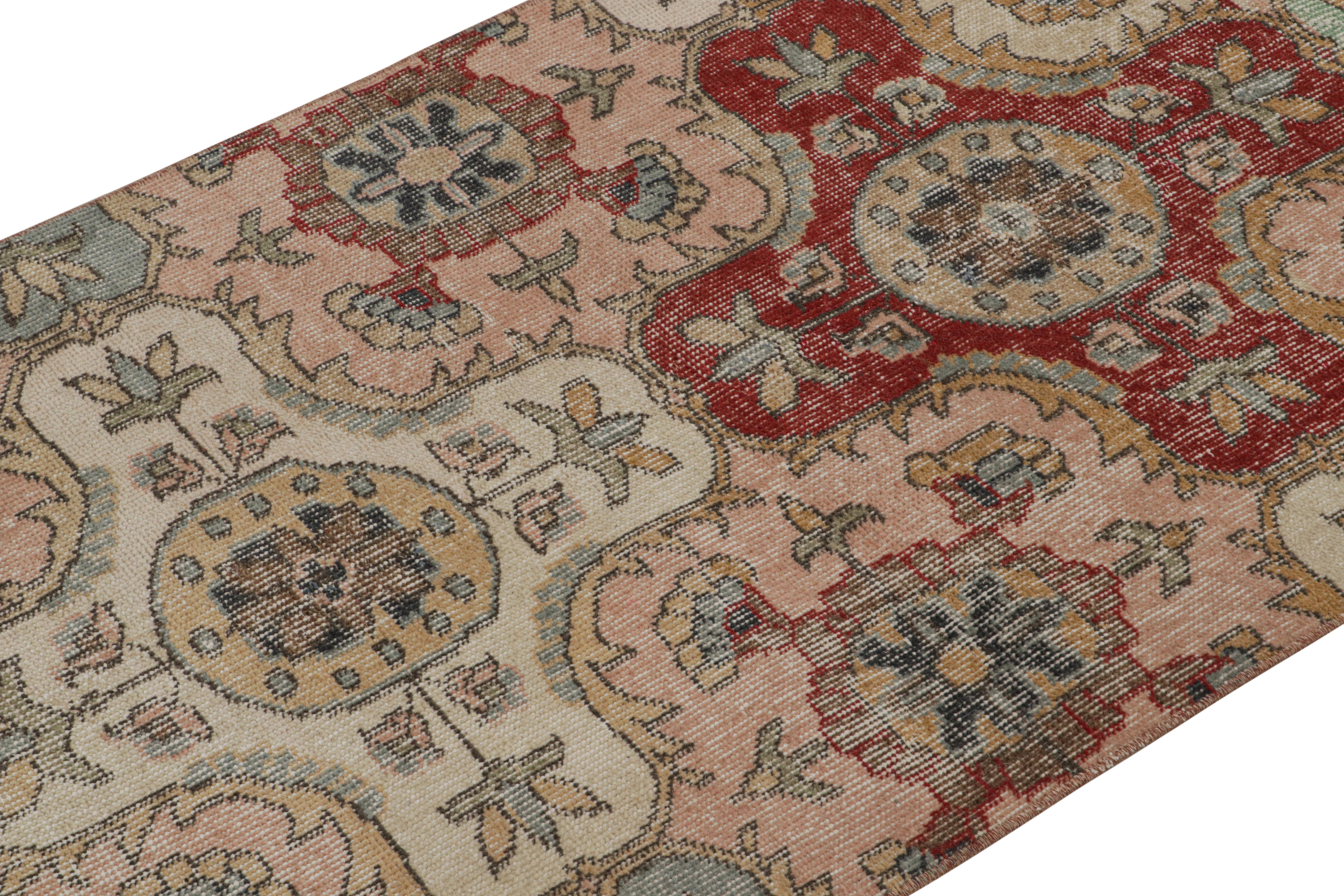 Hand-Knotted Vintage Distressed Isparta Runner Rug with Floral Medallions, from Rug & Kilim For Sale