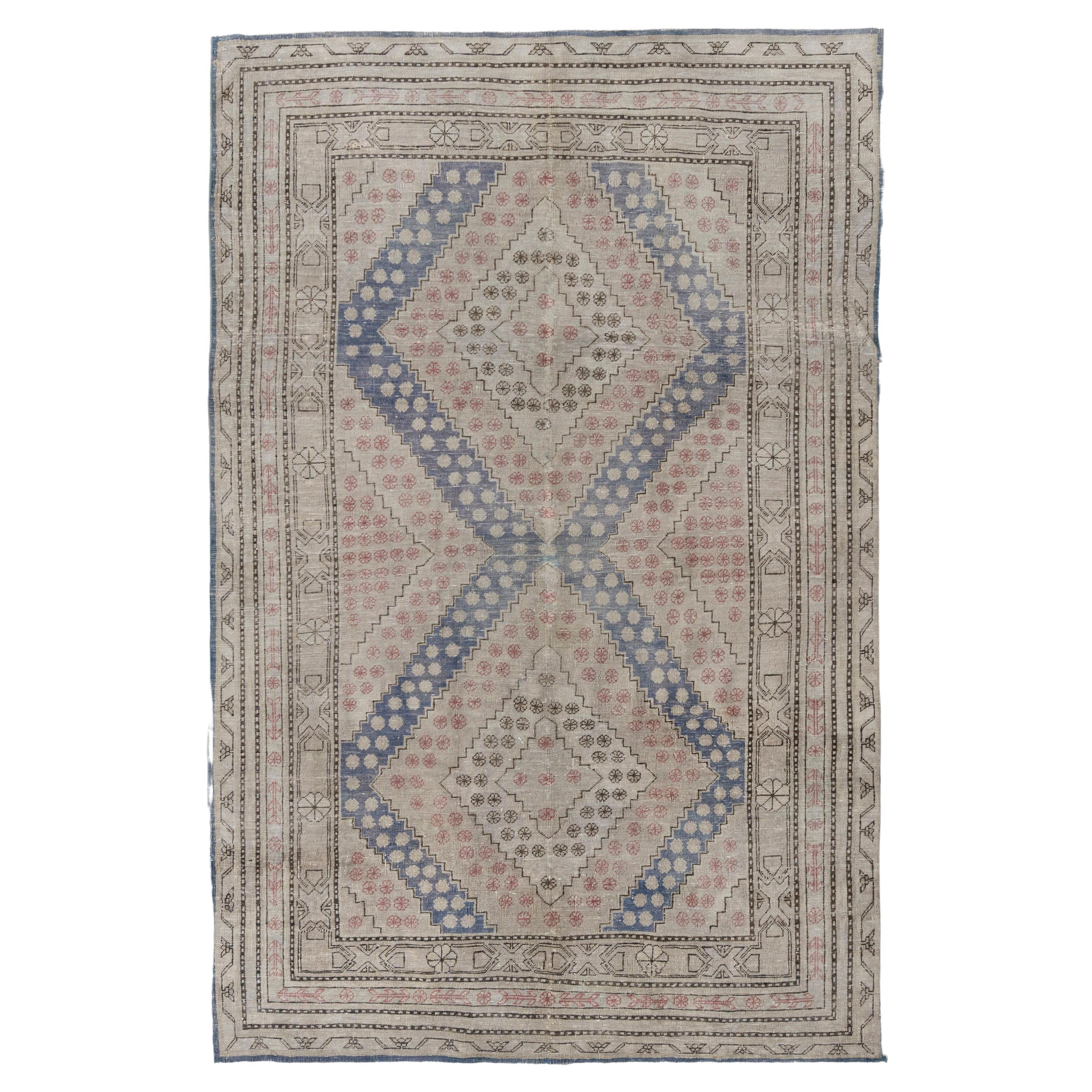 Vintage Distressed Khotan Rug 5' x 7'9 For Sale