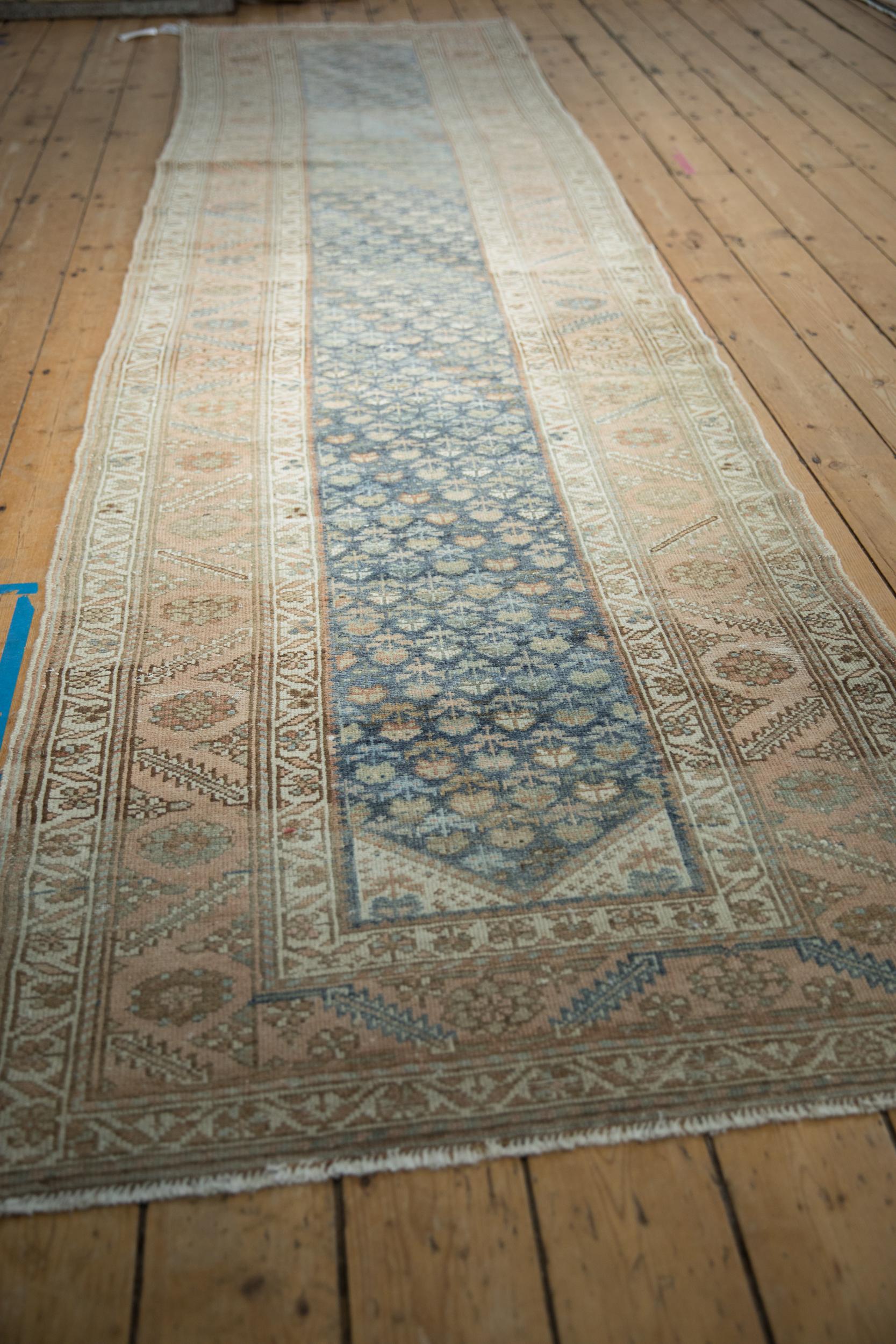 Hand-Knotted Vintage Distressed Malayer Rug Runner For Sale