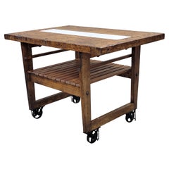 Vintage Distressed Maple Double Sided Sjostrom Workbench KItchen Island