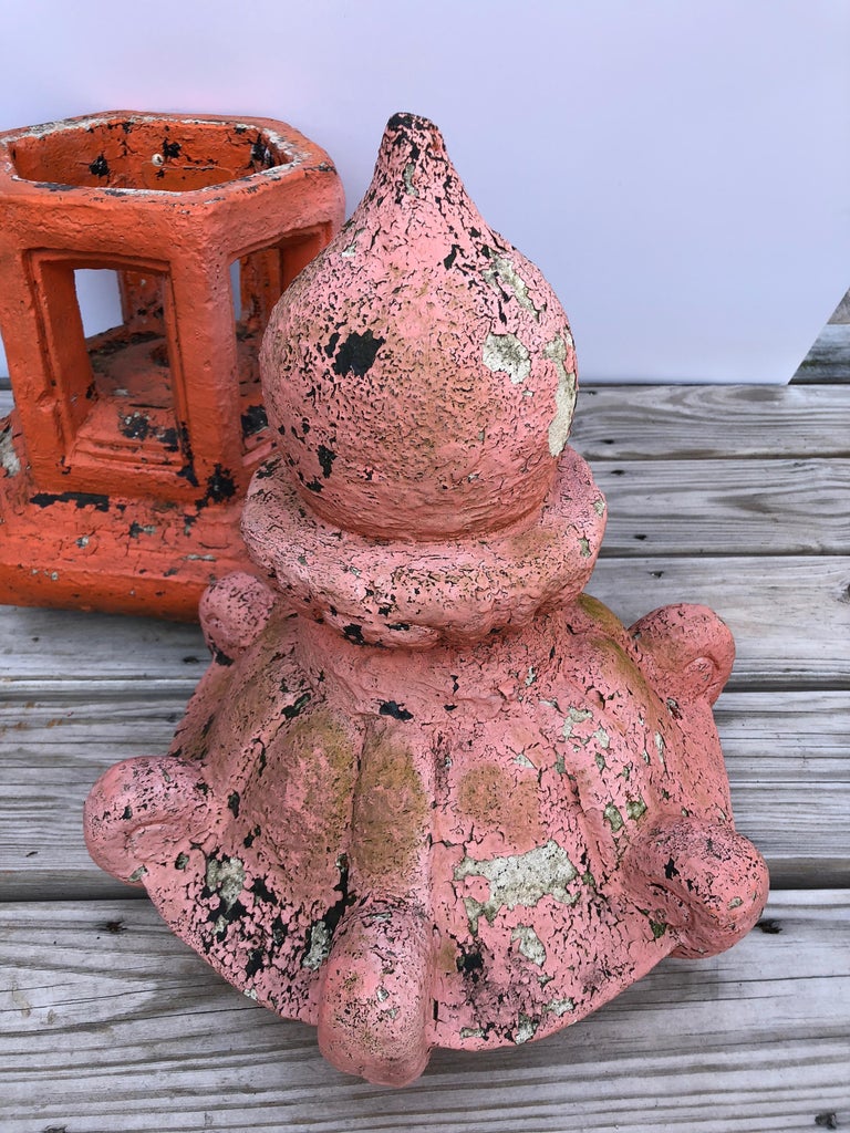 Vintage Distressed Orange Cast Cement Pagoda for the Garden at 1stdibs