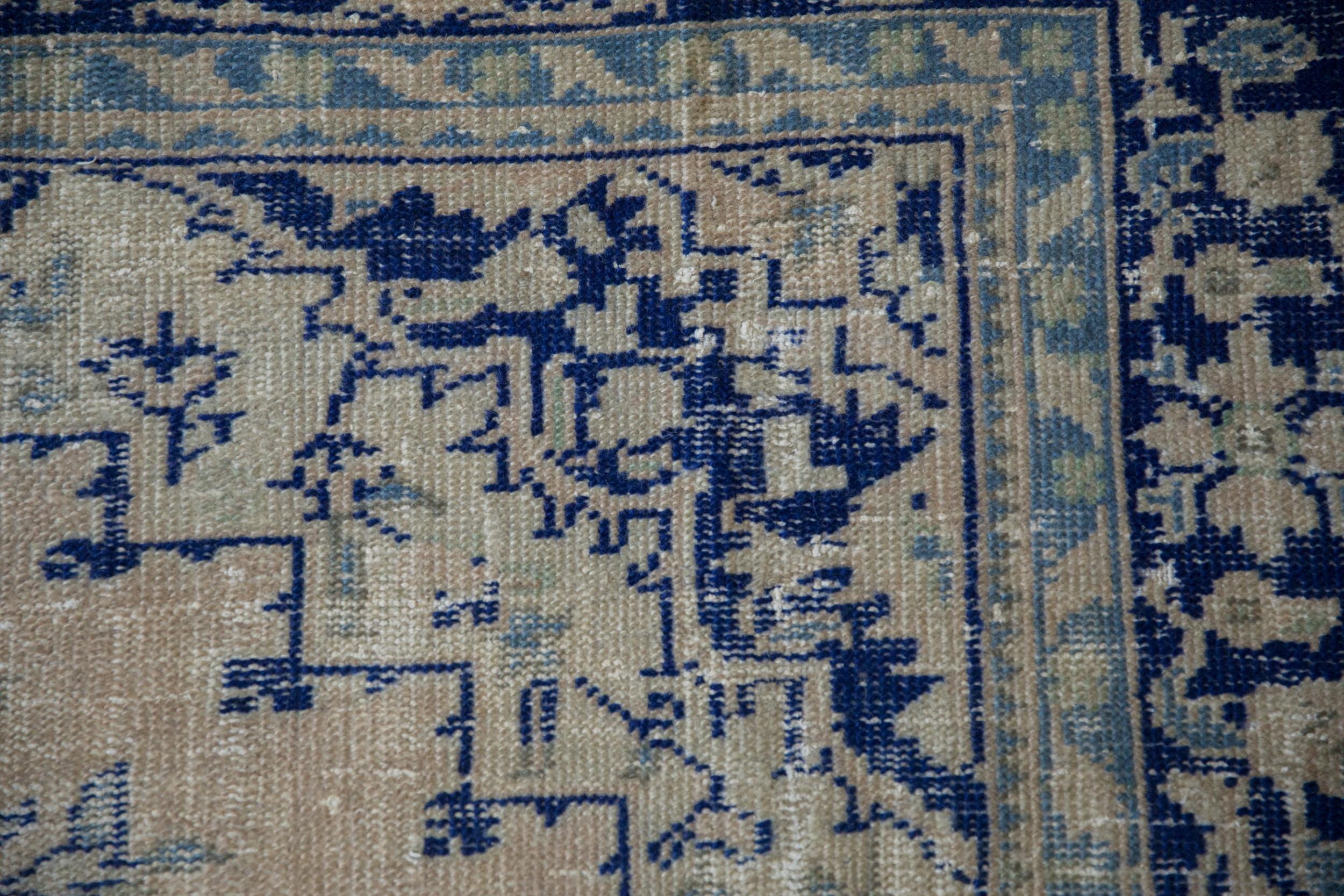 Turkish Vintage Distressed Oushak Carpet For Sale