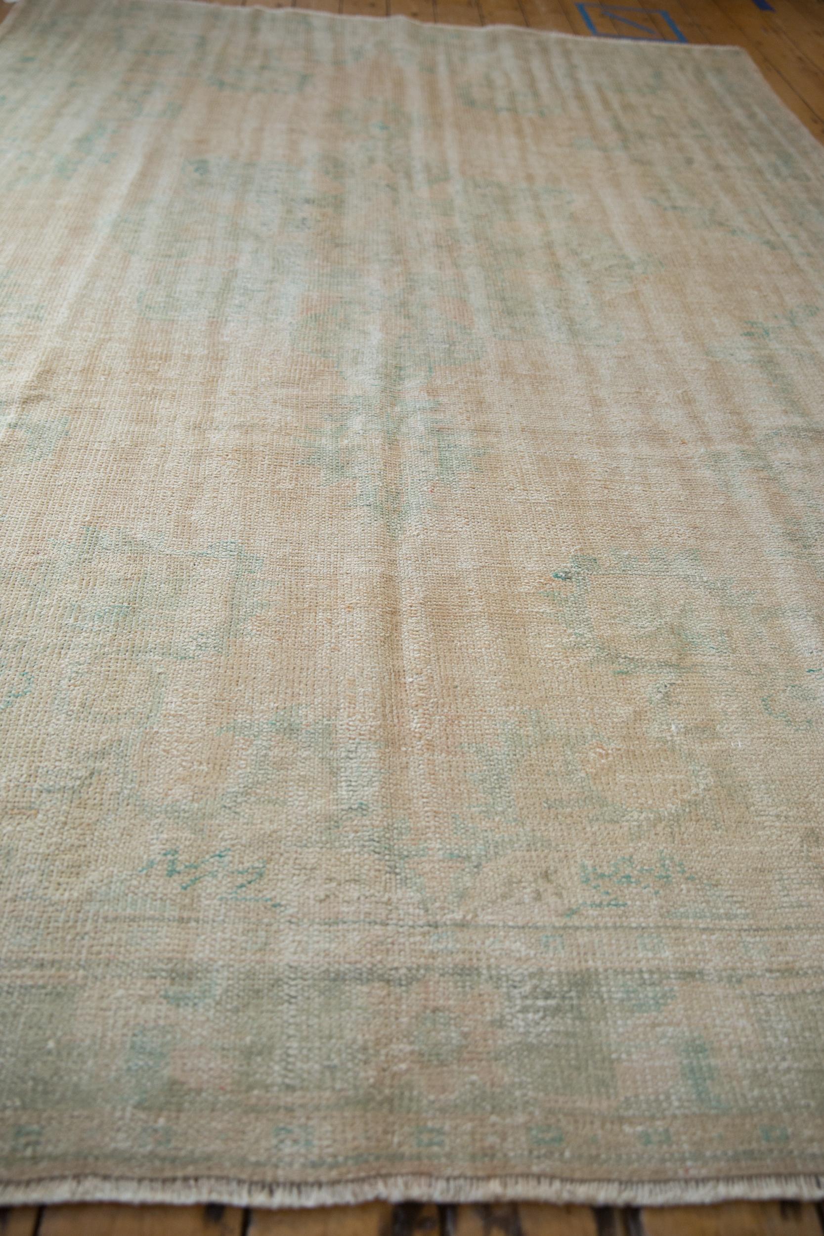 Hand-Knotted Vintage Distressed Oushak Carpet For Sale