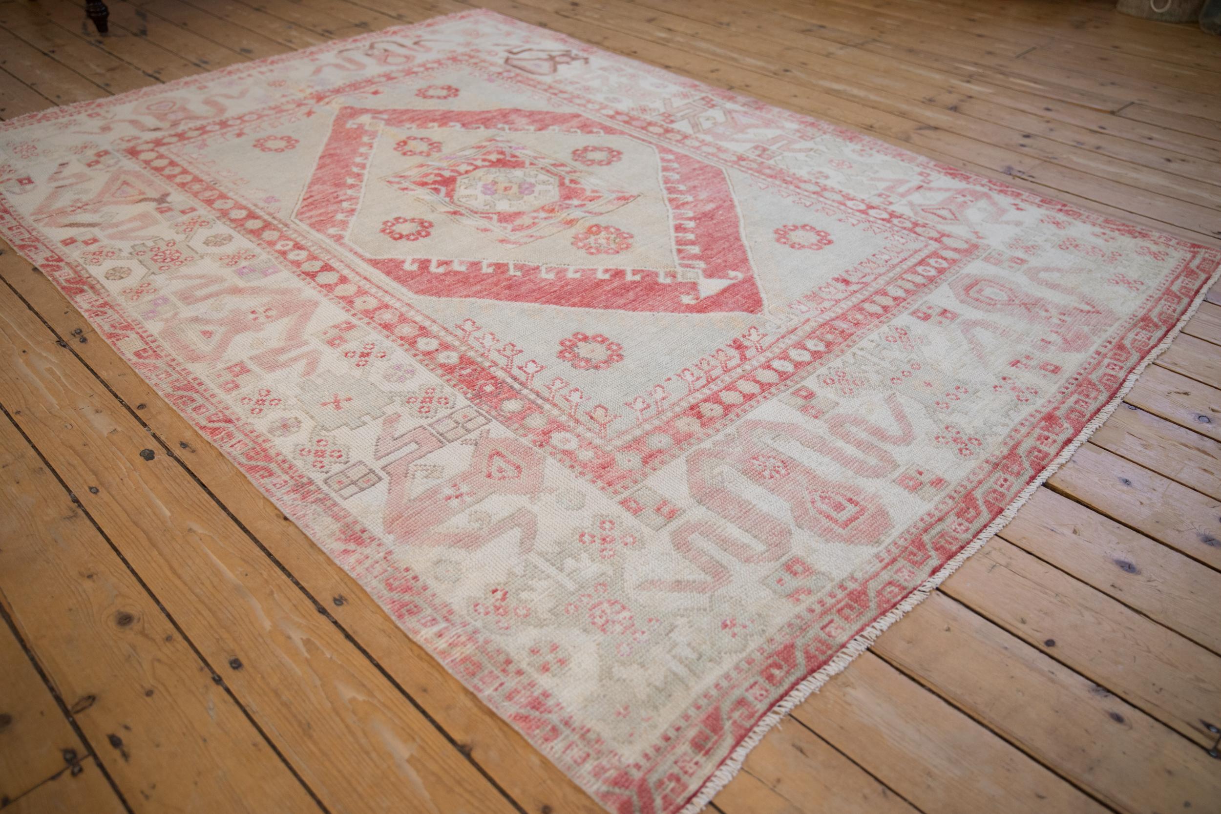 Hand-Knotted Vintage Distressed Oushak Carpet For Sale