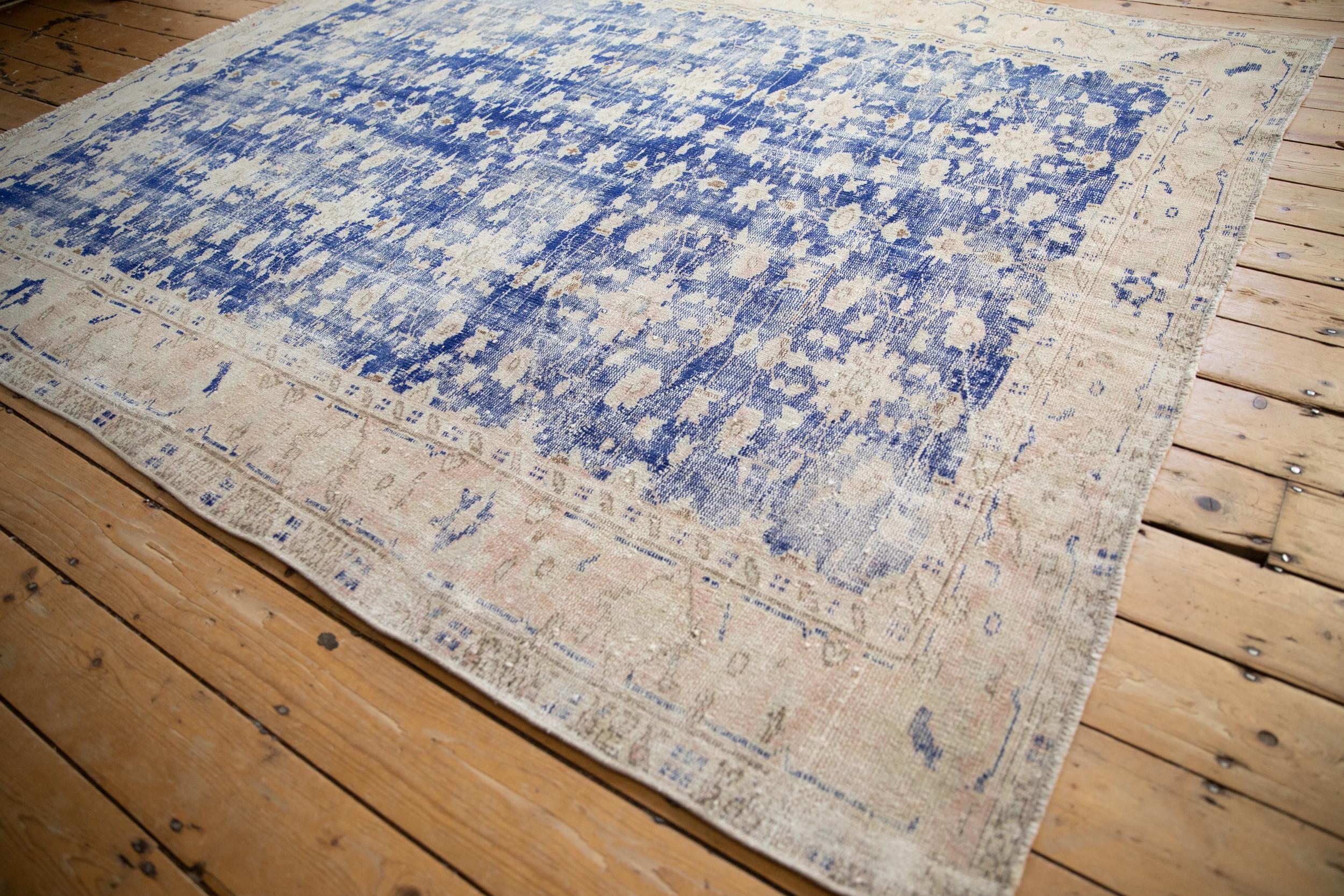 Hand-Knotted Vintage Distressed Oushak Carpet For Sale