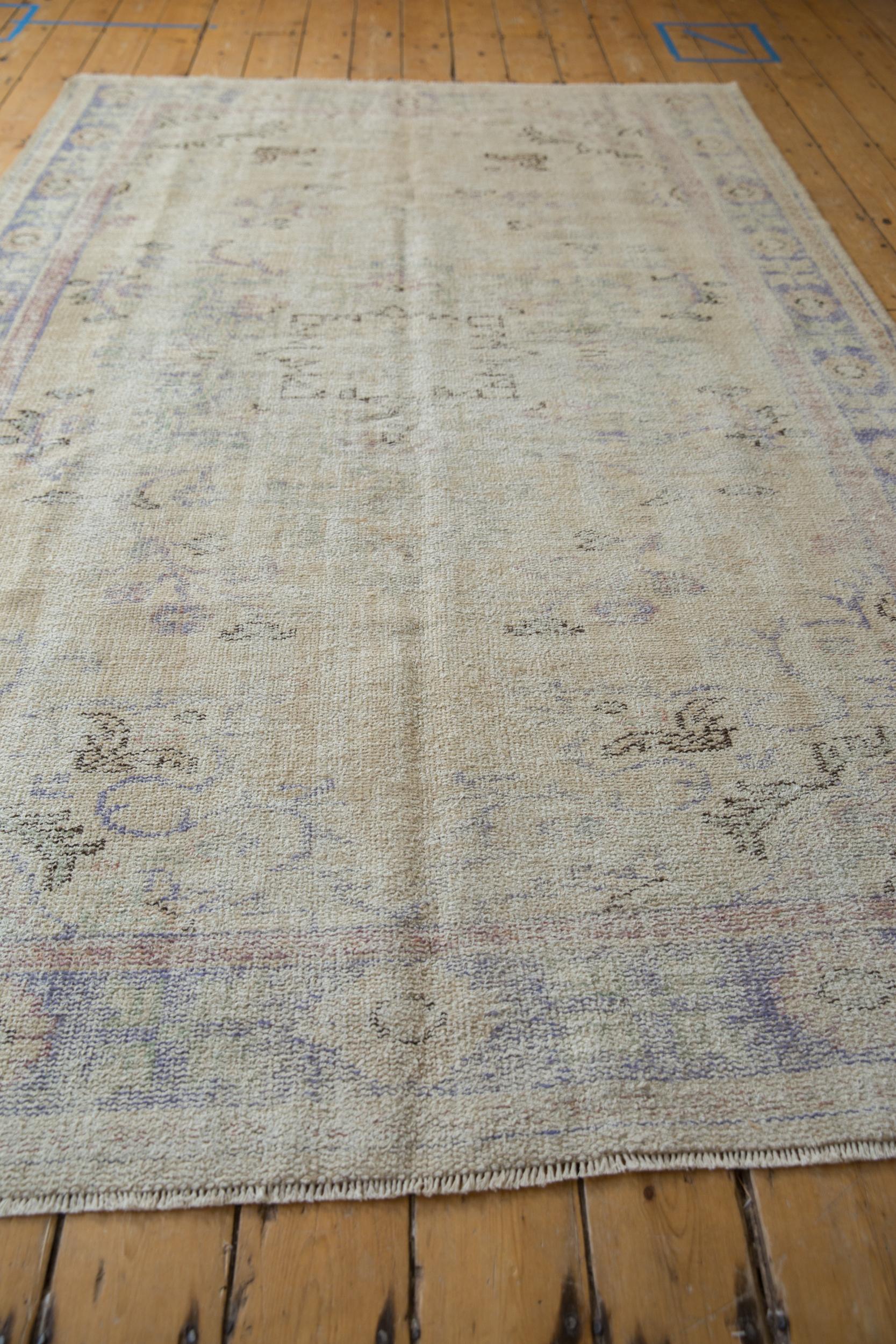 Cotton Vintage Distressed Oushak Carpet For Sale