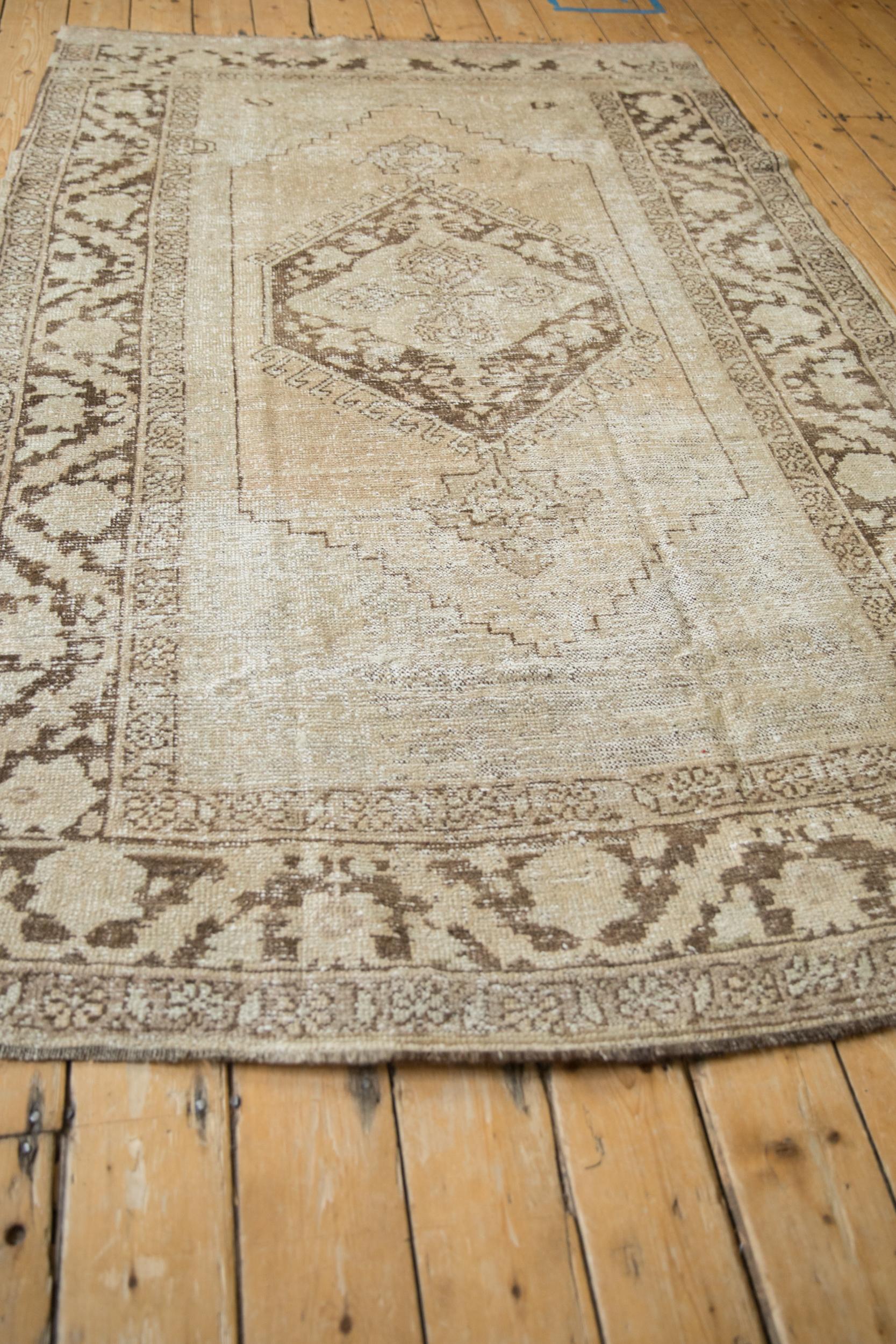 Wool Vintage Distressed Oushak Carpet For Sale