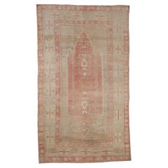 Vintage Distressed Oushak Carpet