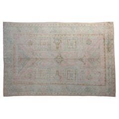 Vintage Distressed Oushak Carpet