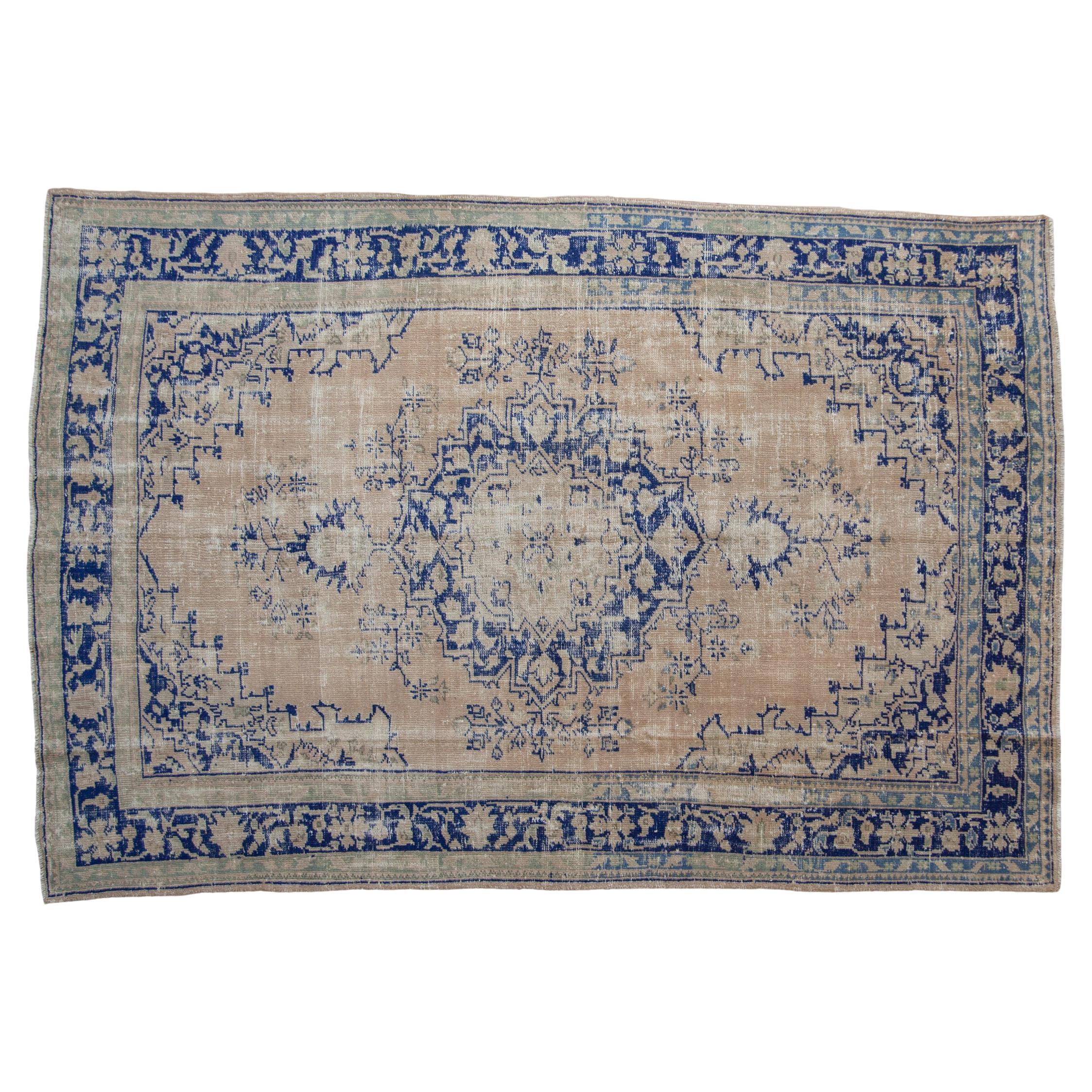 Vintage Distressed Oushak Carpet For Sale