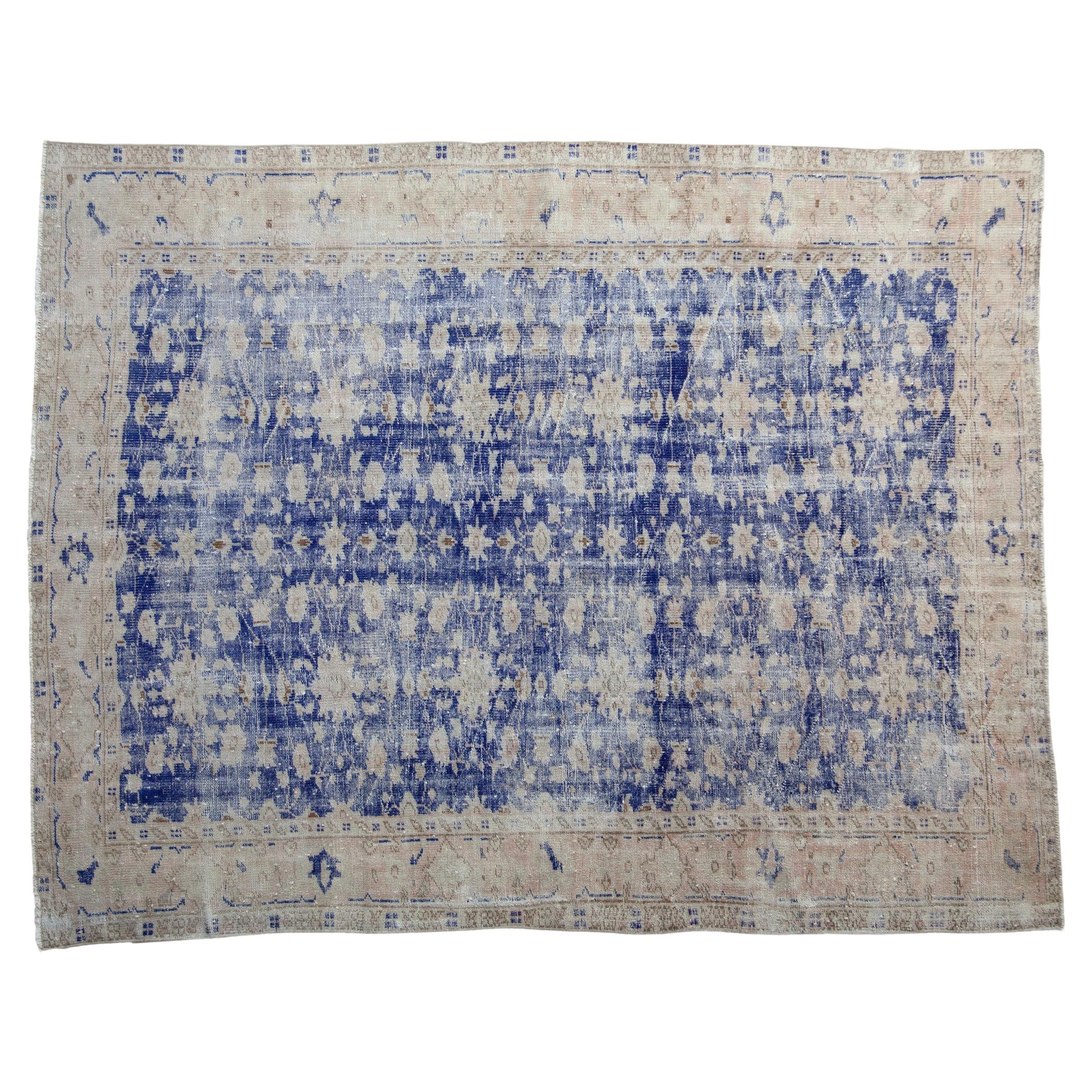 Vintage Distressed Oushak Carpet For Sale