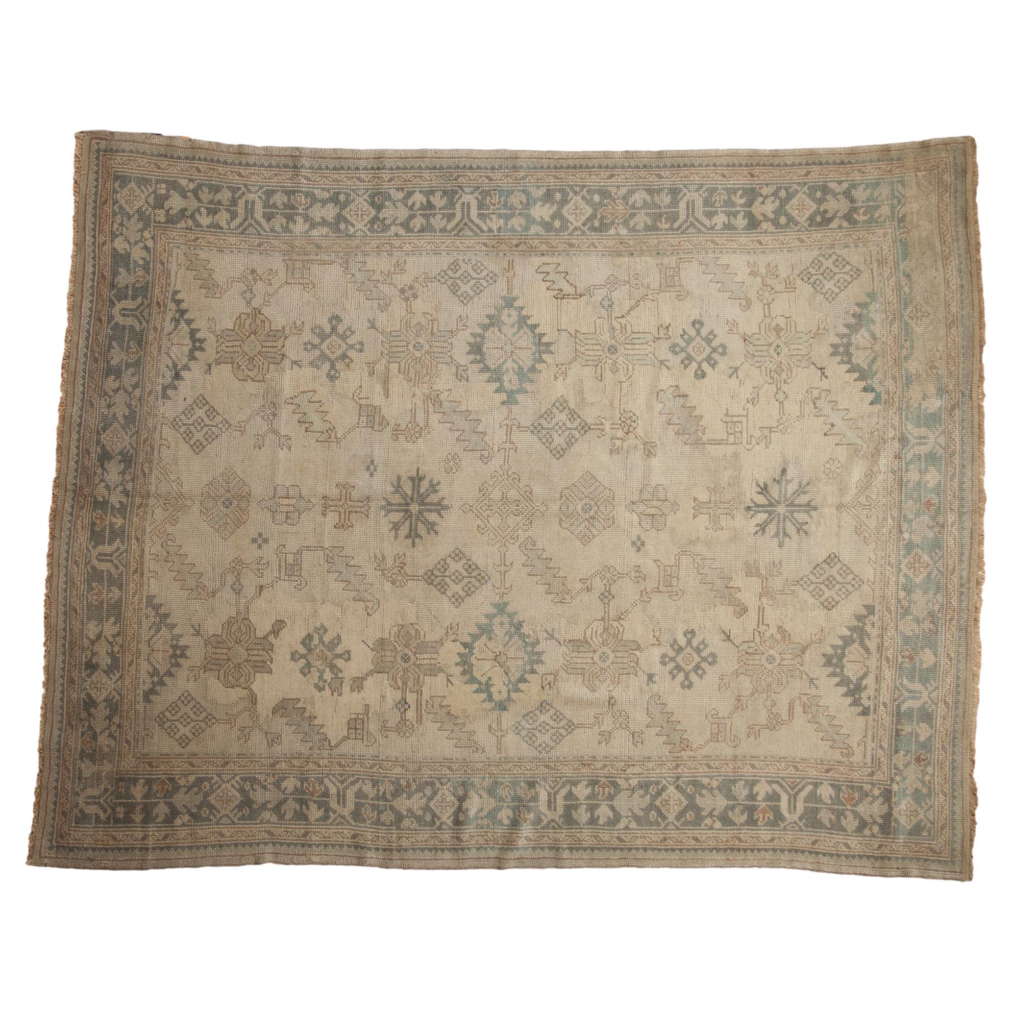 Vintage Distressed Oushak Carpet