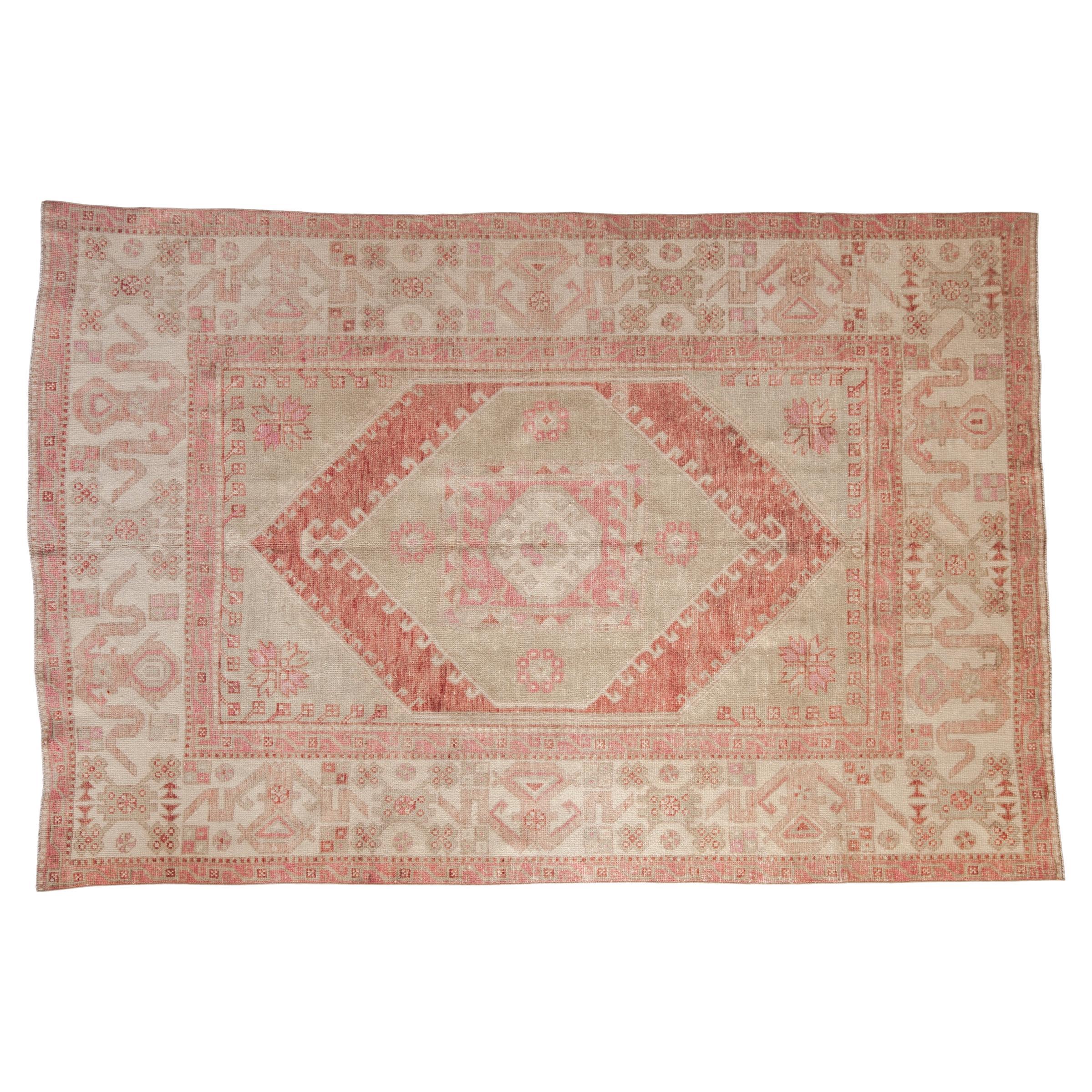 Vintage Distressed Oushak Carpet For Sale