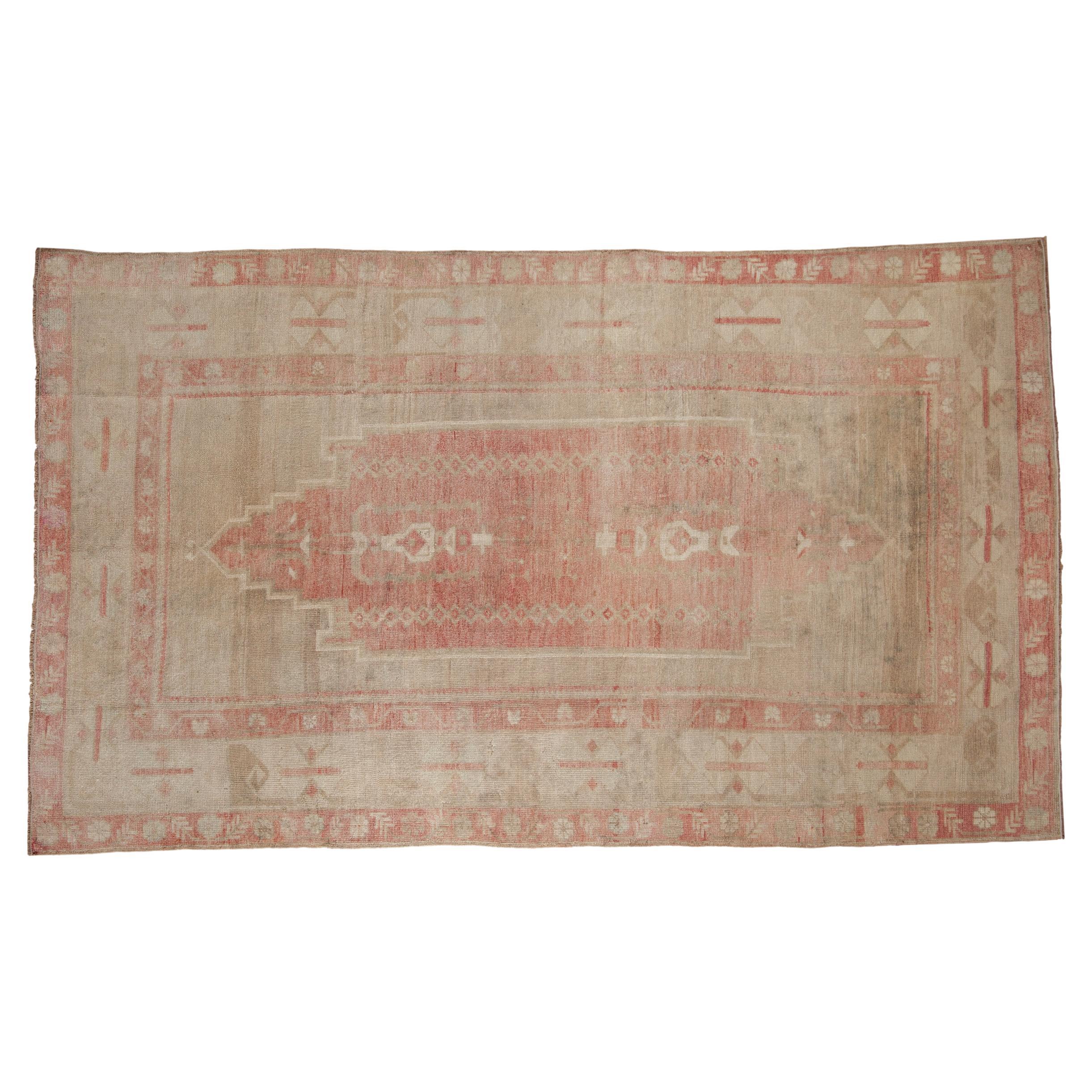 Vintage Distressed Oushak Carpet