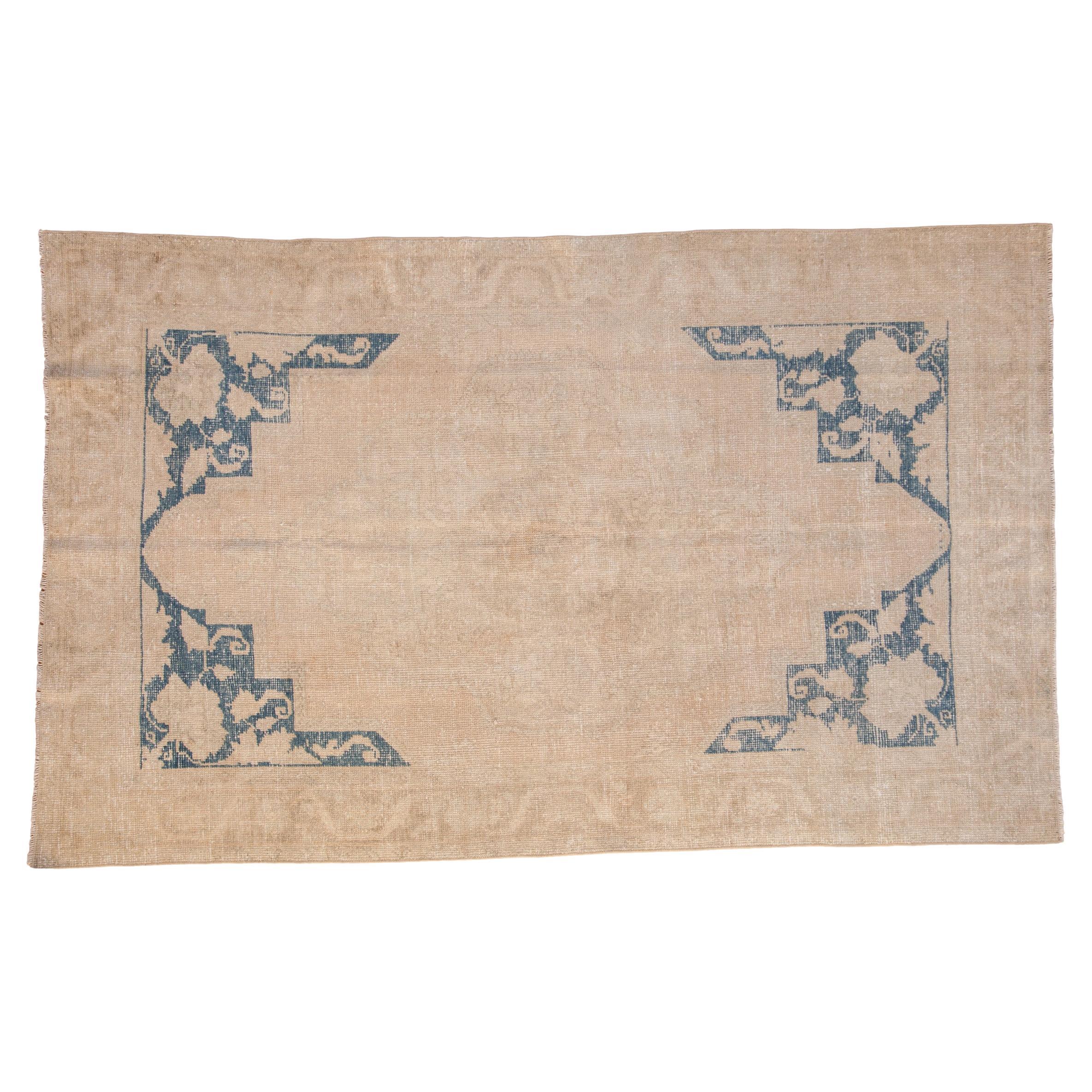 Vintage Distressed Oushak Carpet