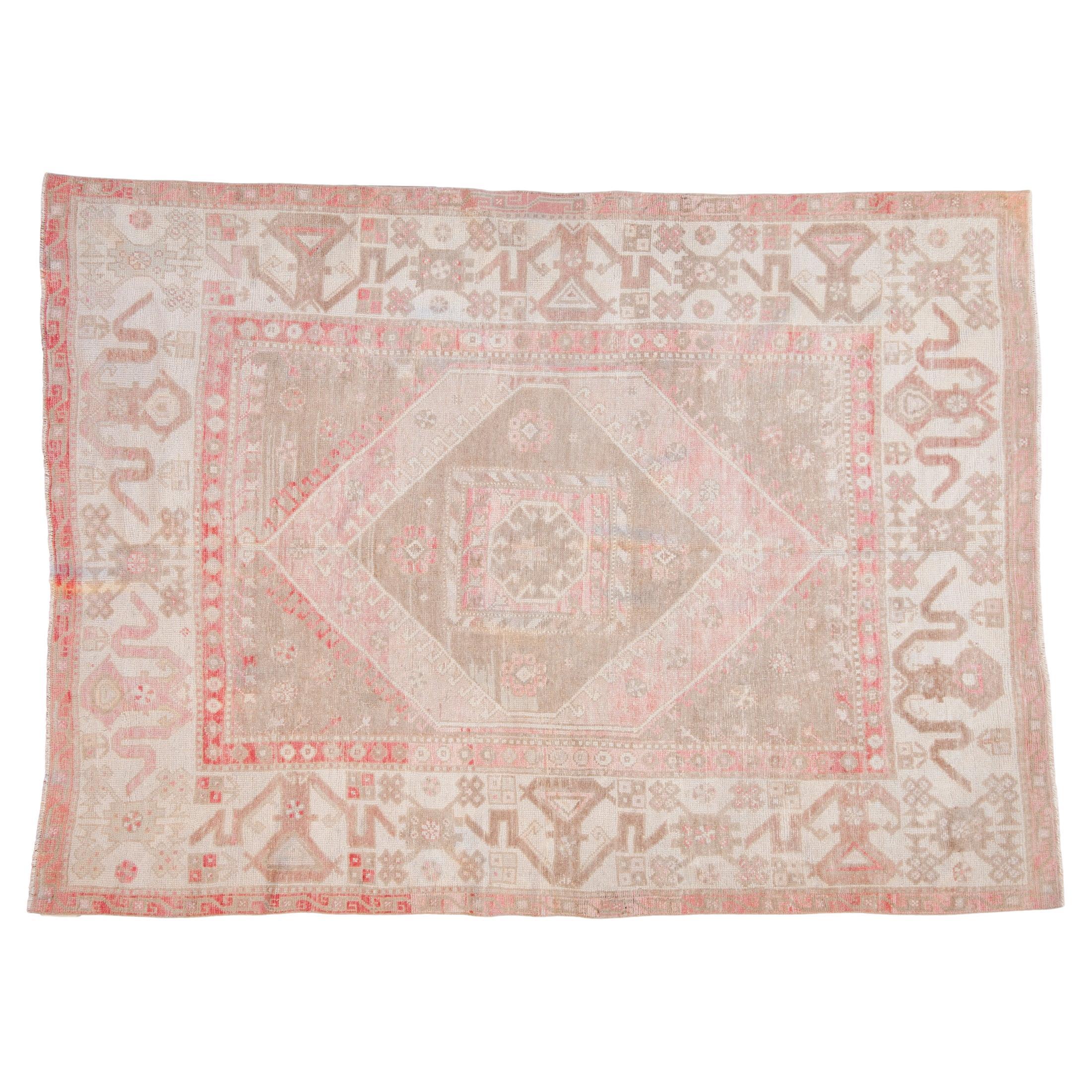 Vintage Distressed Oushak Carpet