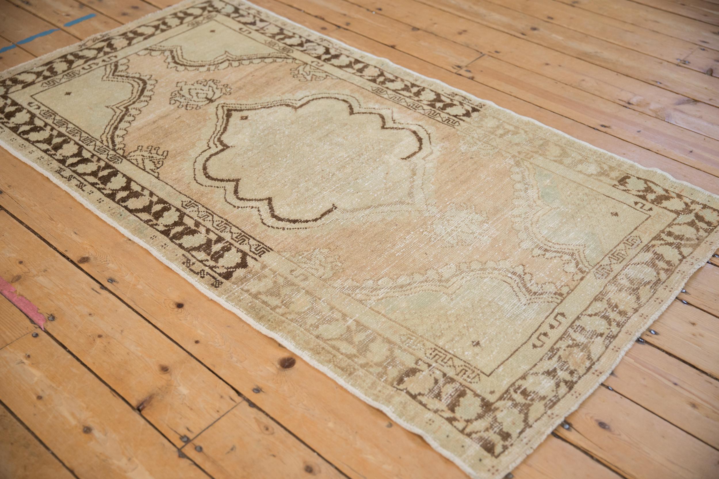 Turkish Vintage Distressed Oushak Rug For Sale