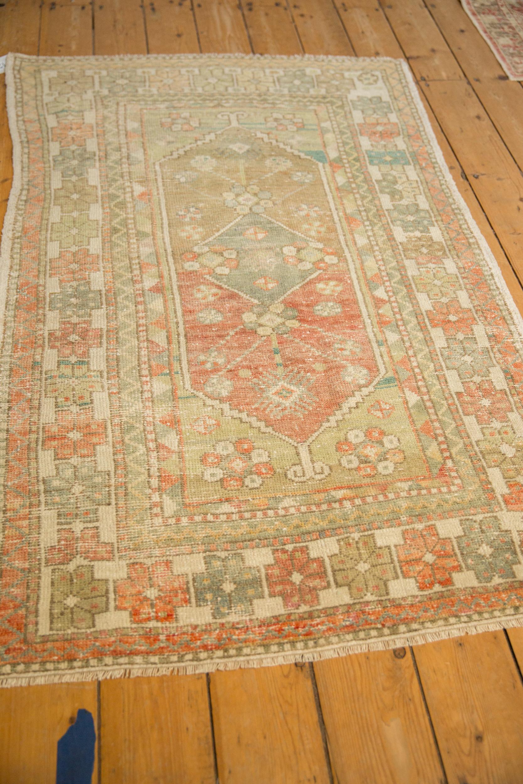 Hand-Knotted Vintage Distressed Oushak Rug For Sale