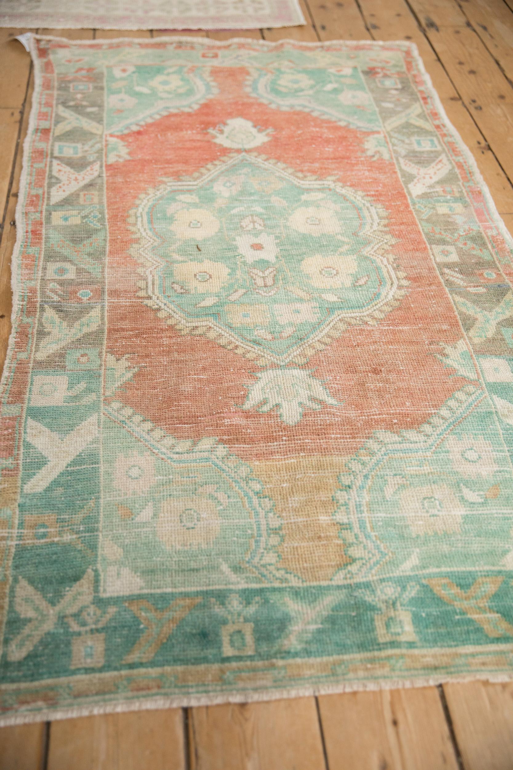 Hand-Knotted Vintage Distressed Oushak Rug For Sale