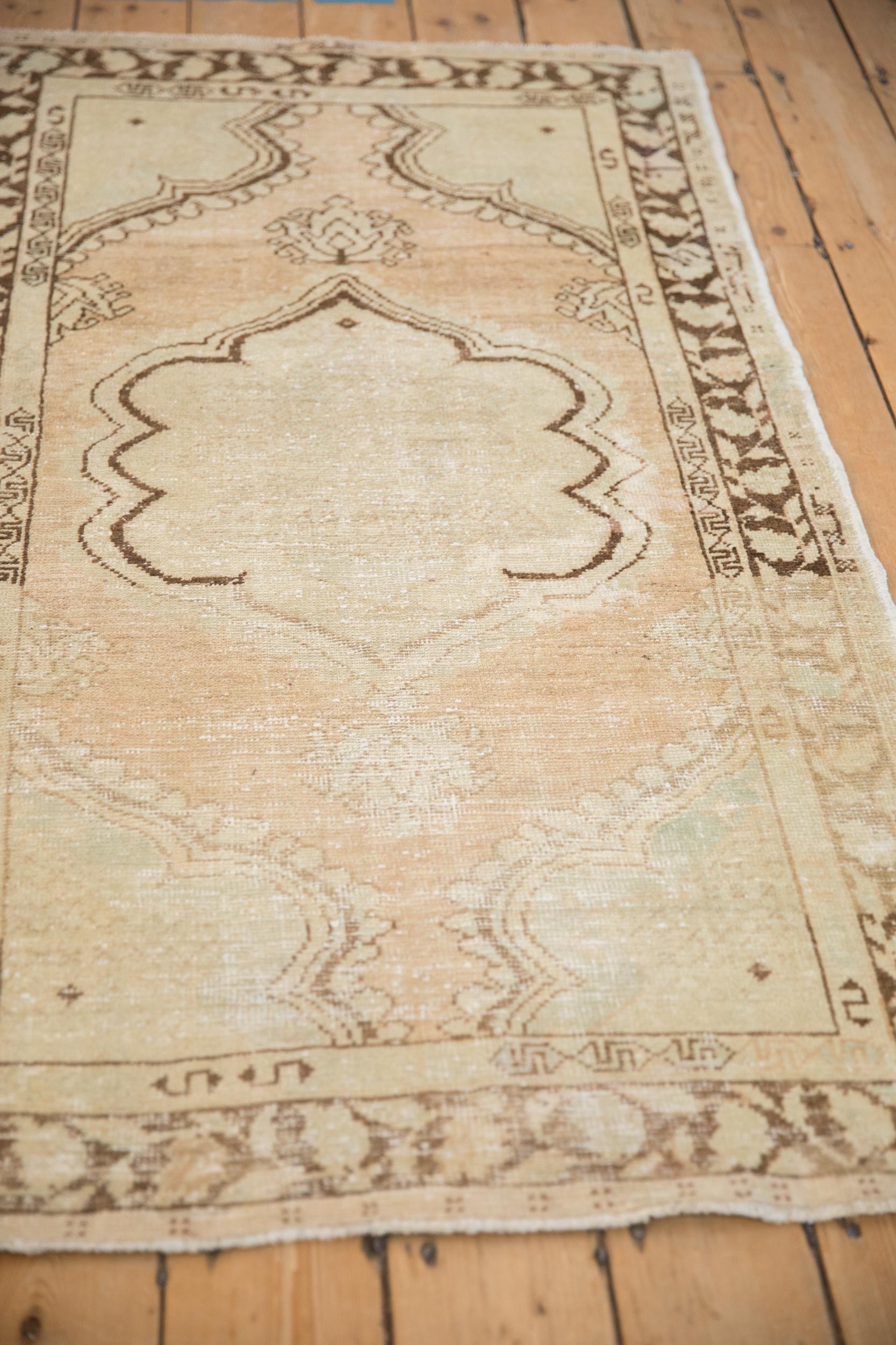 Hand-Knotted Vintage Distressed Oushak Rug For Sale
