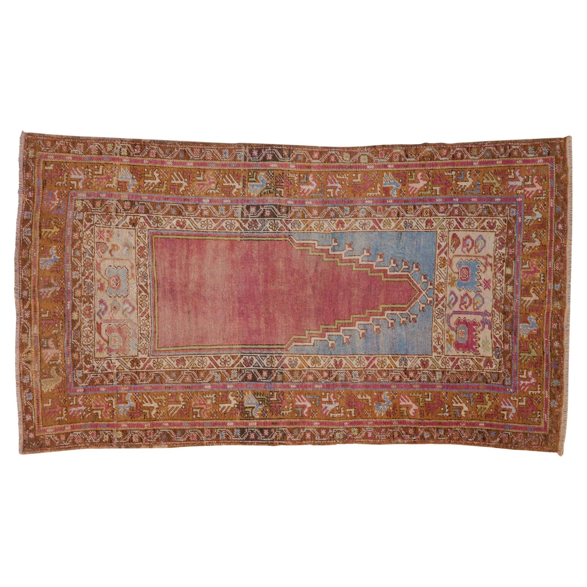 Vintage Distressed Oushak Rug