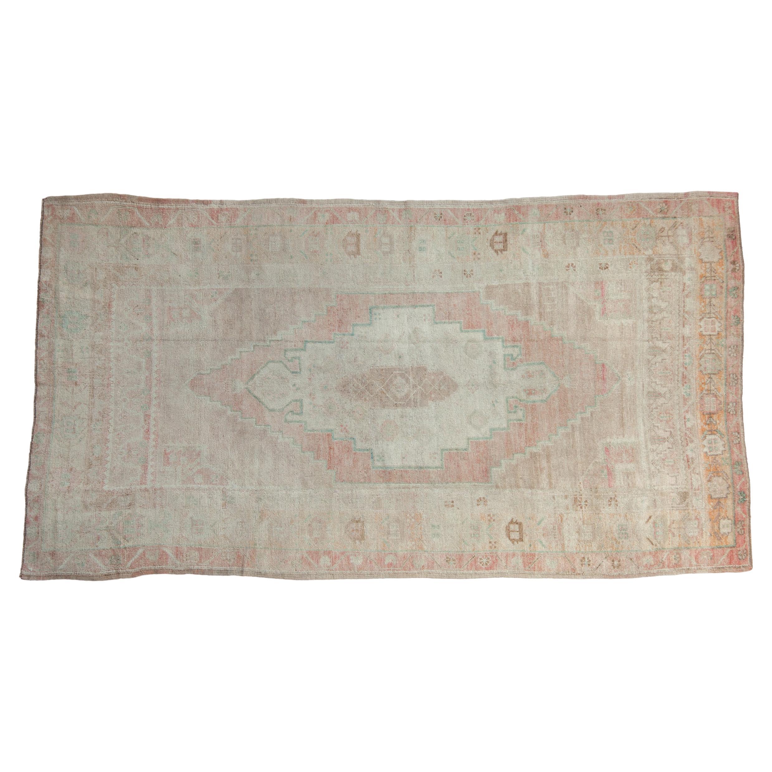 Vintage Distressed Oushak Rug For Sale